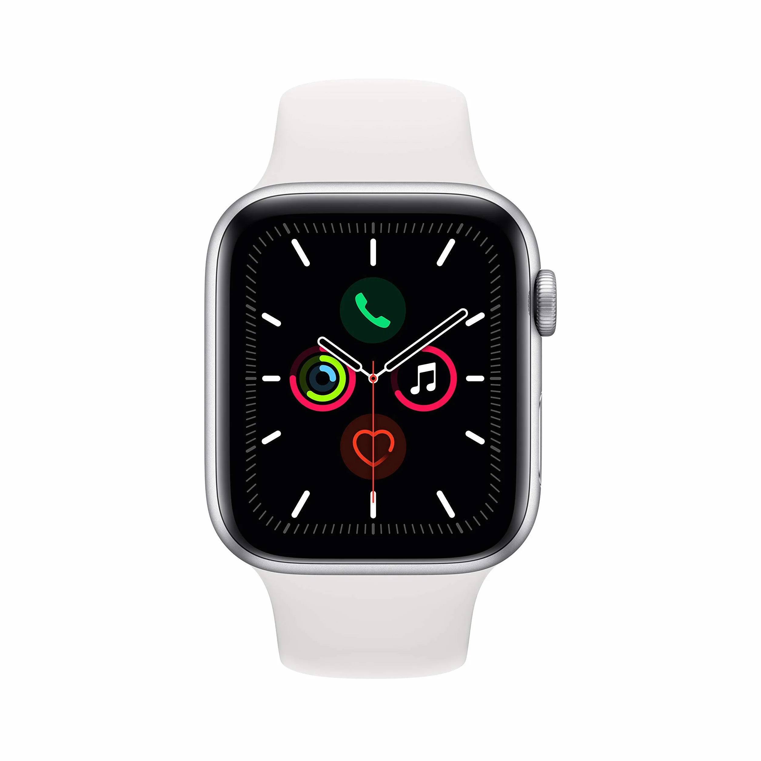 Apple Watch Series 5 44mm (GPS + Cellular) - Cassa In Alluminio Color Argento Con Bianco Cinturino Sport (Ricondizionato)