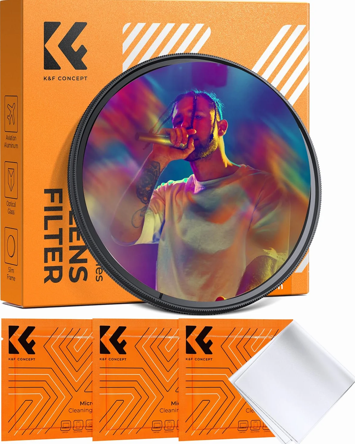 K&F CONCEPT Nano-Bacis 82mm Linear Medium Prism Bilateral Trailing Prism Filter, Filtro a Effetto Speciale in Vetro Ottico con 3 Panni per Pulizia
