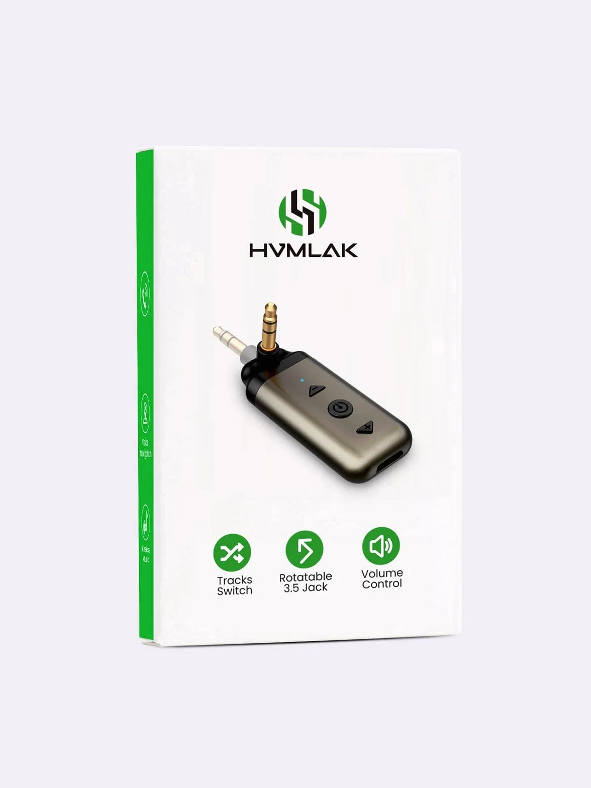 HVMLAK Air88 - Adattatore Bluetooth 5.4 AUX per autoradio da casa, con jack girevole da 3,5 mm, ricevitore Bluetooth con alloggiamento in metallo, chiamate in vivavoce, controllo della traccia del
