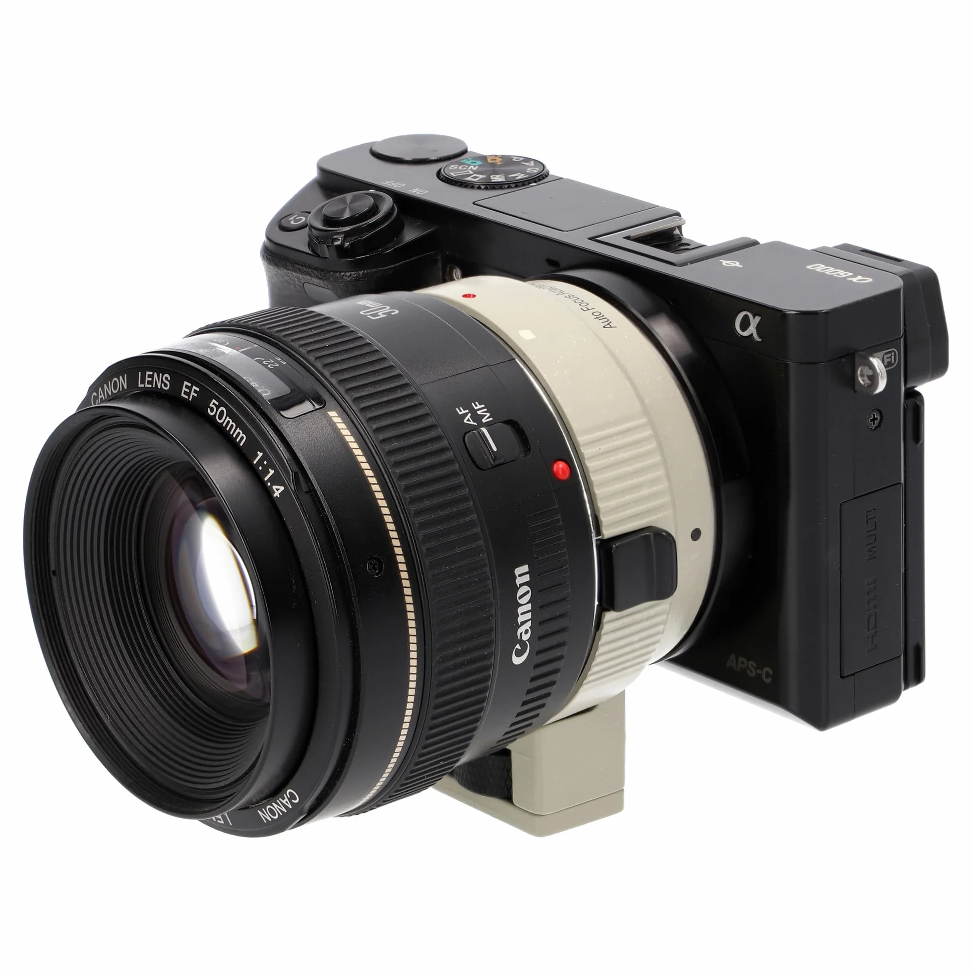 ayex Adattatore per obiettivo AF autofocus compatibile con obiettivo Canon EF/EF-S compatibile con fotocamera Sony E-mount EF-NEX II bianco
