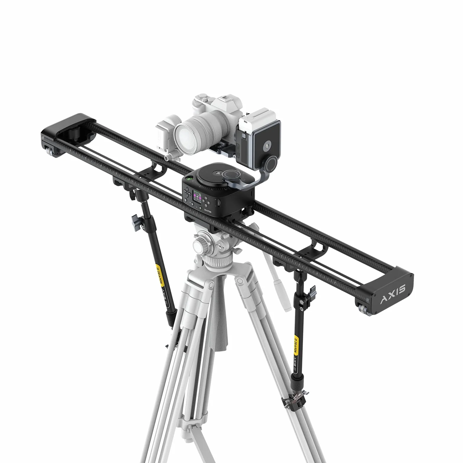 Zeapon AXIS 100 Pro Slider per fotocamera motorizzata multiassale, controllo app, dolly DSLR professionale con schermo LCD, testa girevole per scatti time-lapse panoramici a 360° (100 PRO)