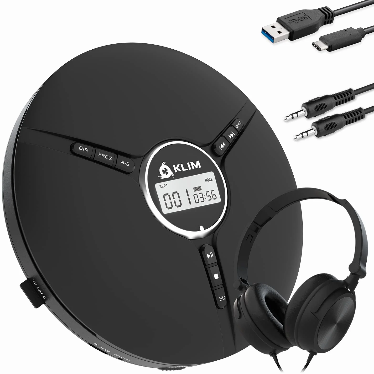 KLIM Discman Lettore CD Portatile con Cuffie e Batteria Ricaricabile CD-R CD-RW MP3