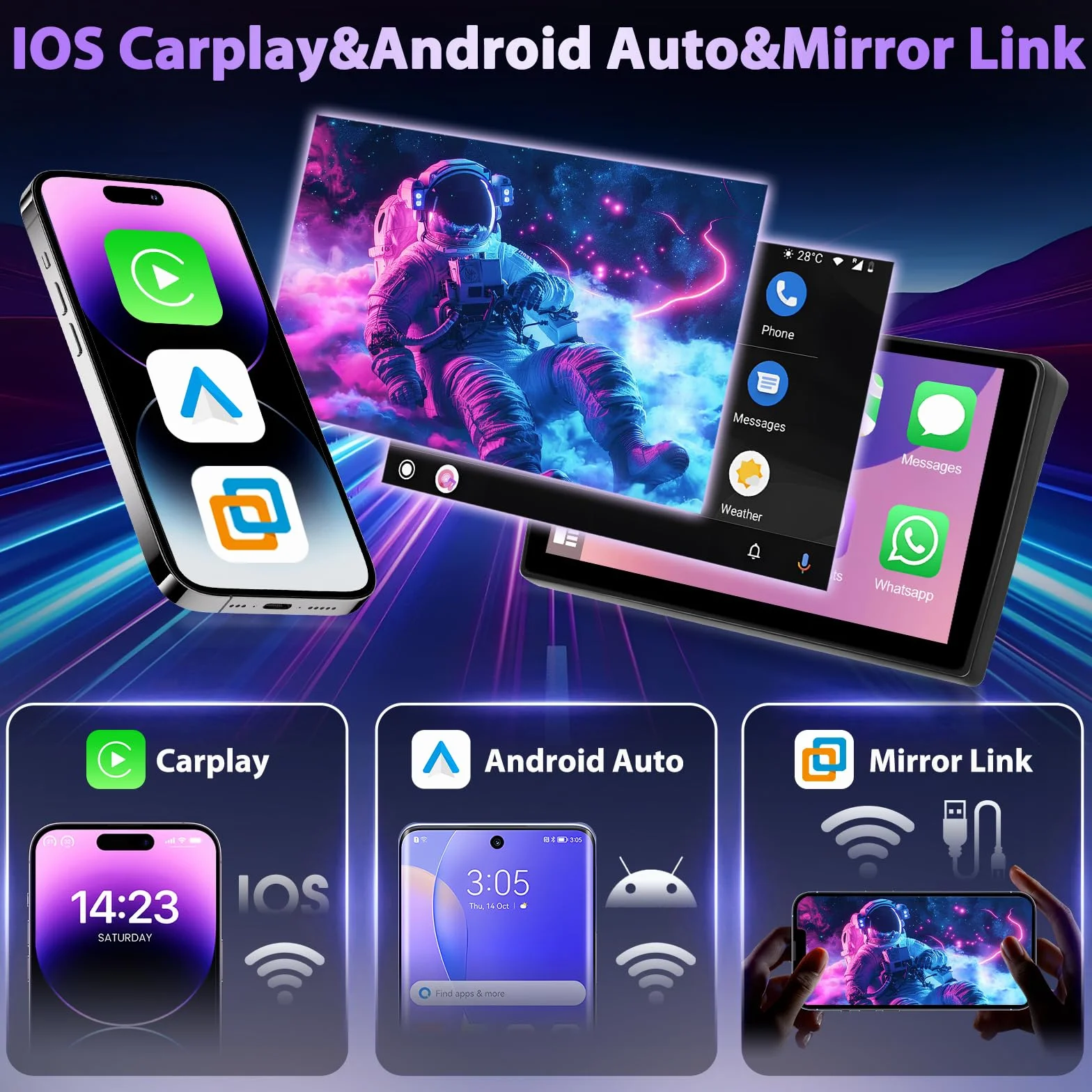 Android Per Ducato 3 Peugeot Boxer 2 Citroen Jumper 2 2011-2022,4+64G 9 Pollici 1280P Touchscreen In-Cell Autoradio,Apple Carplay Android Auto GPS Bluetooth WiFi FM/RDS 2USB,Supporta DAB+OBD2