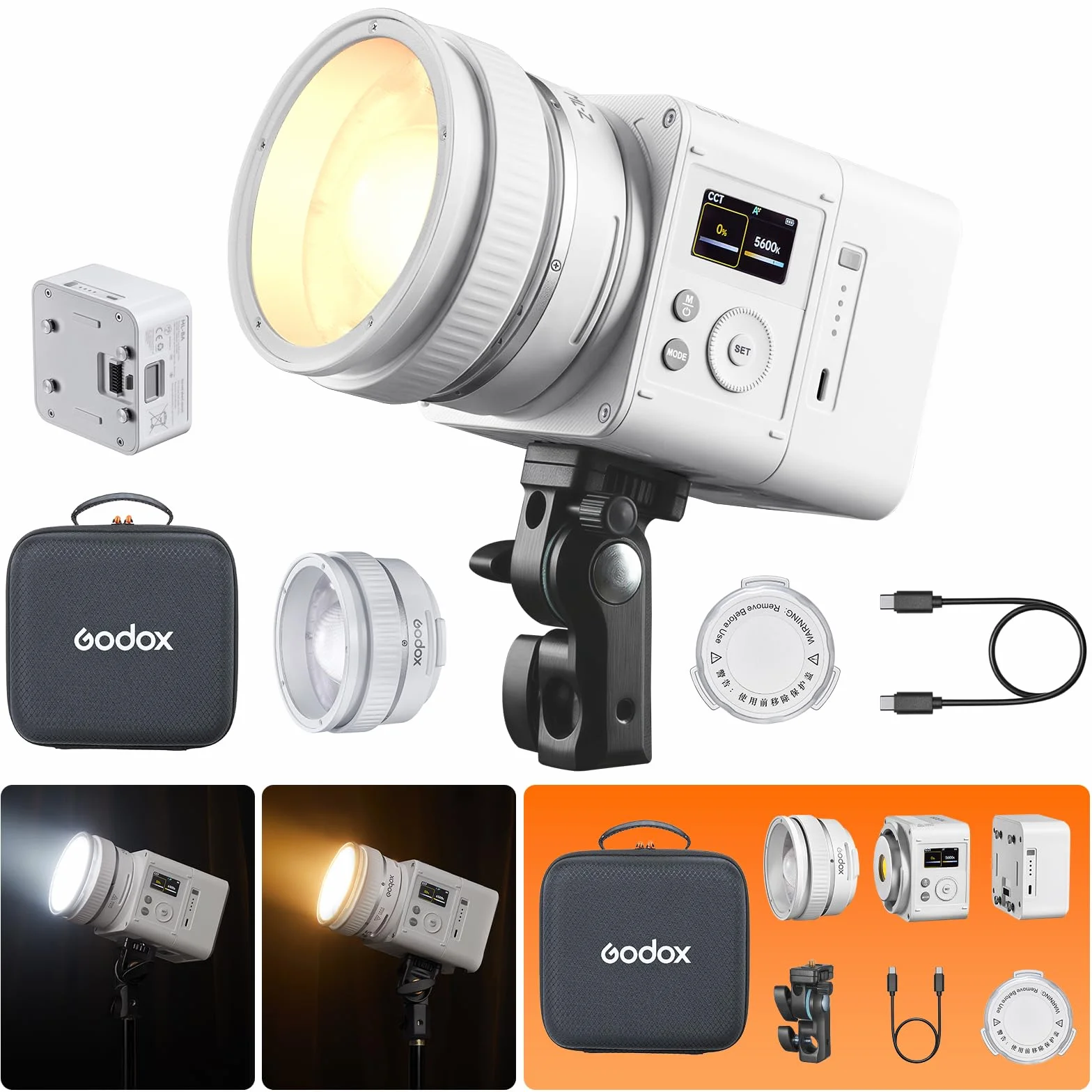 GODOX ML80Bi Luce video a LED con batteria Bi-Color 2800-6500K CRI/TLCI 96+ Luce continua Sistema magnetico a montaggio rapido 11 Effetti FX 0-100% Dimming per la luce di videoregrafia per vlogging e