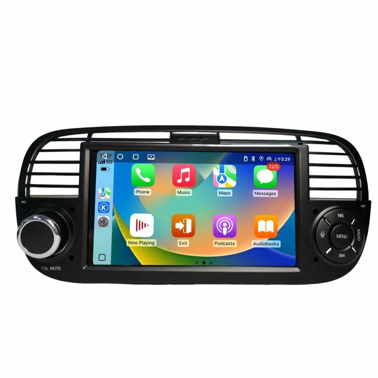 Wireless Carplay per Fiat 500 2007-2015, Schermo IPS da 7", Stereo Fiat 500 Supporta Android Auto e Mirrorlink, Bluetooth, Microfono, AM USB, DSP FM RDS SWC Originale
