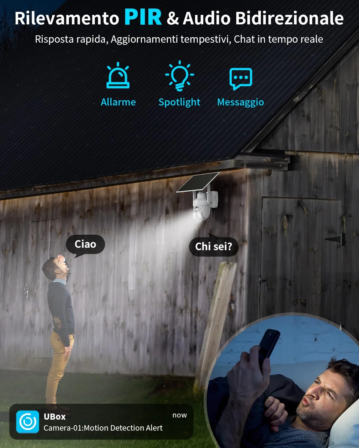 SEHMUA 4G LTE Telecamera Esterno con SIM e pannello solare, 2K Telecamere Batterie Senza Fili, 360° PTZ Videocamera Sorveglianza, Visione Notturna, PIR Rilevamento, Audio Bidirezionale, IP66, 2 Pezzi