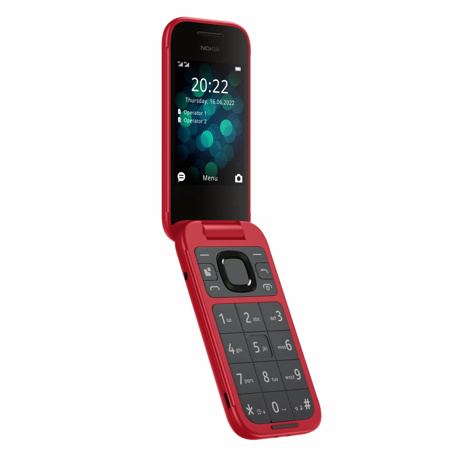 Nokia 2660 - Telefono Cellulare 4G Dual Sim, Display 2.8", Tasti Grandi, Tasto SOS, Fotocamera, Bluetooth, Radio FM Wireless e lettore mp3, Ampia batteria, Rosso, Italia