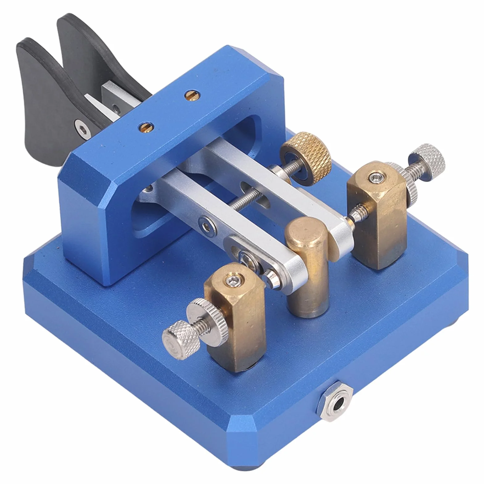 Chiave codice Morse Doppia paletta Chiave telegrafica CW automatica Strumento chiave codice Morse Acciaio (Blu)