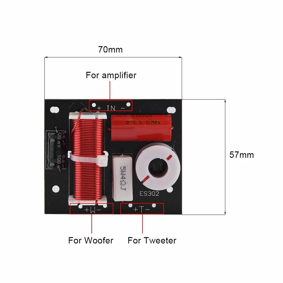 2 pezzi pannello divisore frequenza altoparlante, 400W acuti/bassi 2 vie 2 unità altoparlante HIFI, 4-16 ohm impedenza ad alta potenza Hi-Fi filtro incrociato audio Woofer e modulo fai da te tw