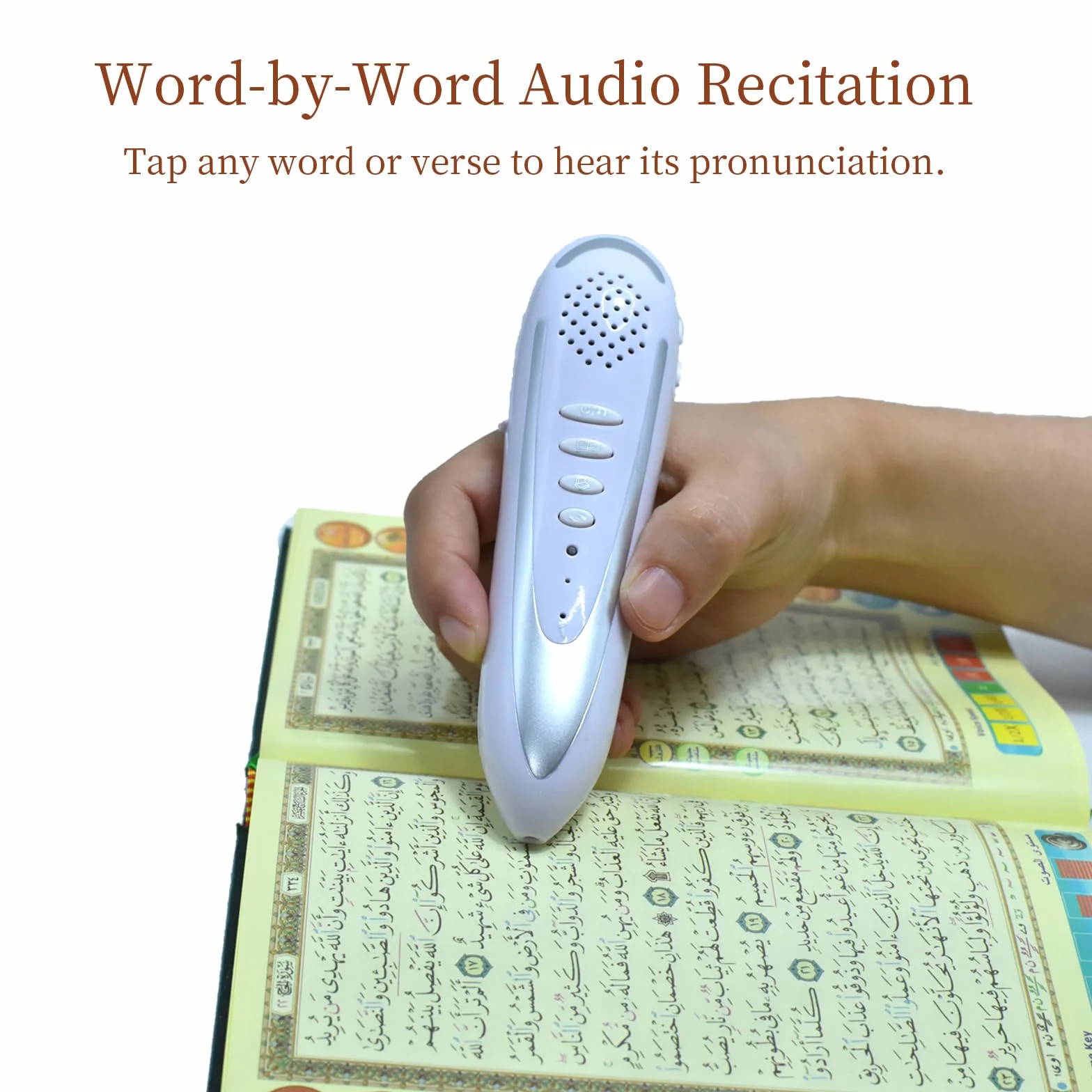 Penna di lettura digitale Quran, 16 GB di memoria, 25 recitatori multilinguali, ricaricabile, USB ricaricabile, con custodia in alluminio