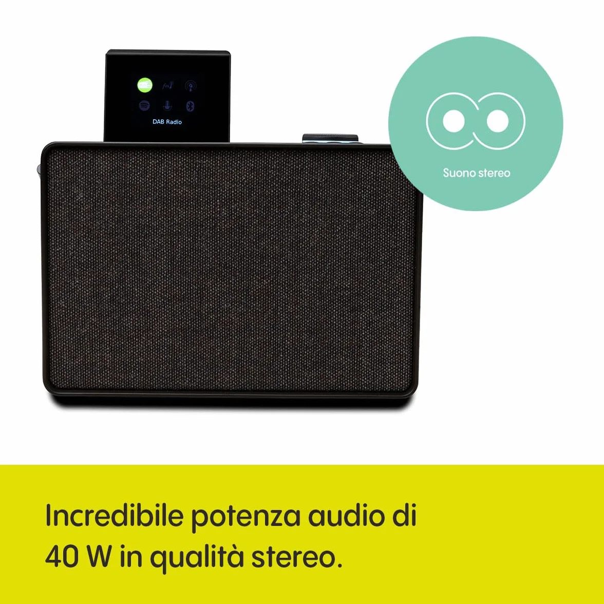 Pure Evoke Play radio DAB+/FM 40W Bluetooth internet radio Nero Caffè