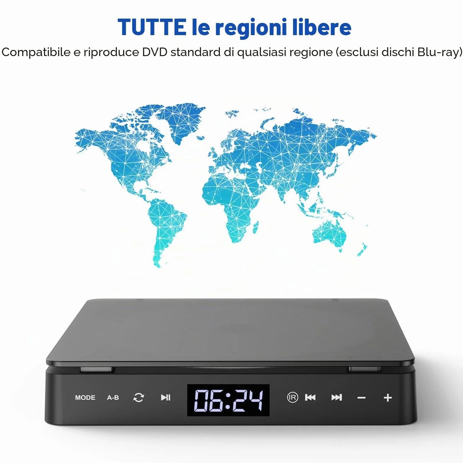 Gueray Lettore DVD per TV Tutte le regioni Free Portatile Mini DVD CD Lettore con HD 1080P HDMI/AV USB/3.5MM AUX Port, Includere Telecomando HDMI & Cavo AV (dvd-708)