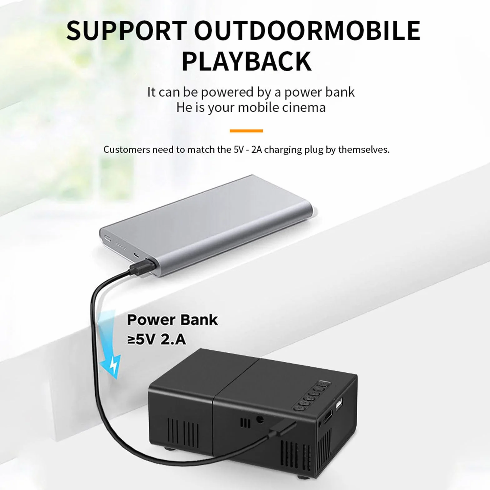 VBESTLIFE 1080p Proiettore di Film Portatili Full HD, Altoparlante Incorporato, Compatibile con Laptop per Stick Smartphone TV, per il Campeggio All'aperto di Home Theater