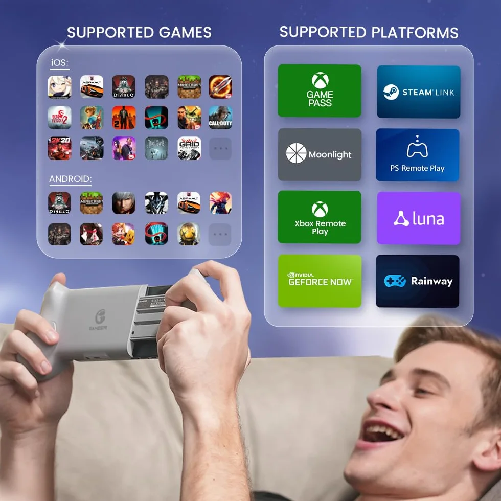 GameSir G8 Galileo Controller Mobile per Android e iPhone Serie 15 (USB-C) - Joystick e Trigger Effetto Hall, Jack Audio 3.5mm - Gioca a Xbox, PlayStation e Diablo Immortal