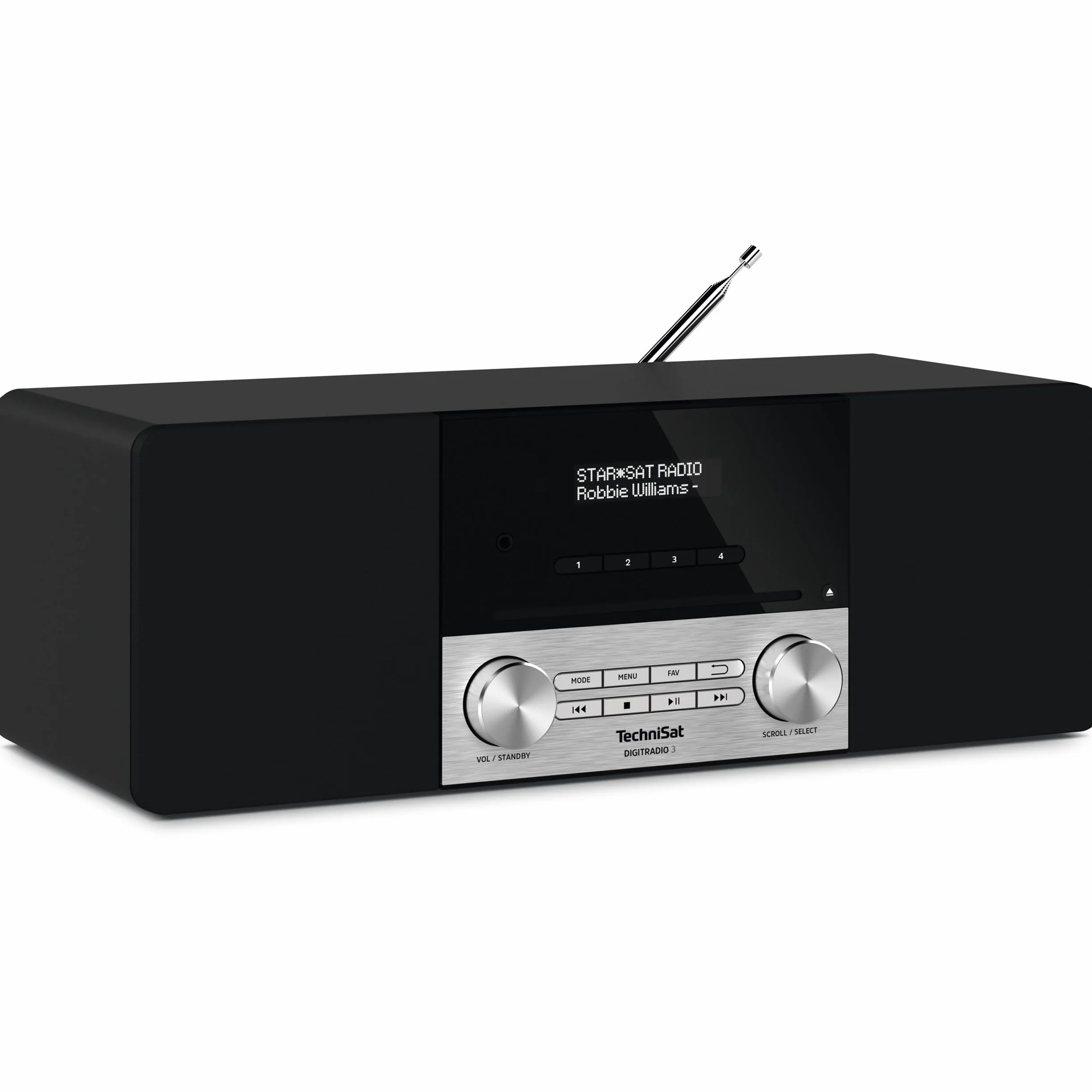 TechniSat DIGITRADIO 3 - Radio Stereo DAB, Impianto compatto (DAB+, VHF, Lettore CD, Bluetooth, USB, Ingresso per cuffie, Ingresso AUX, Radiosveglia, Display OLED, 20 Watt RMS), Nero