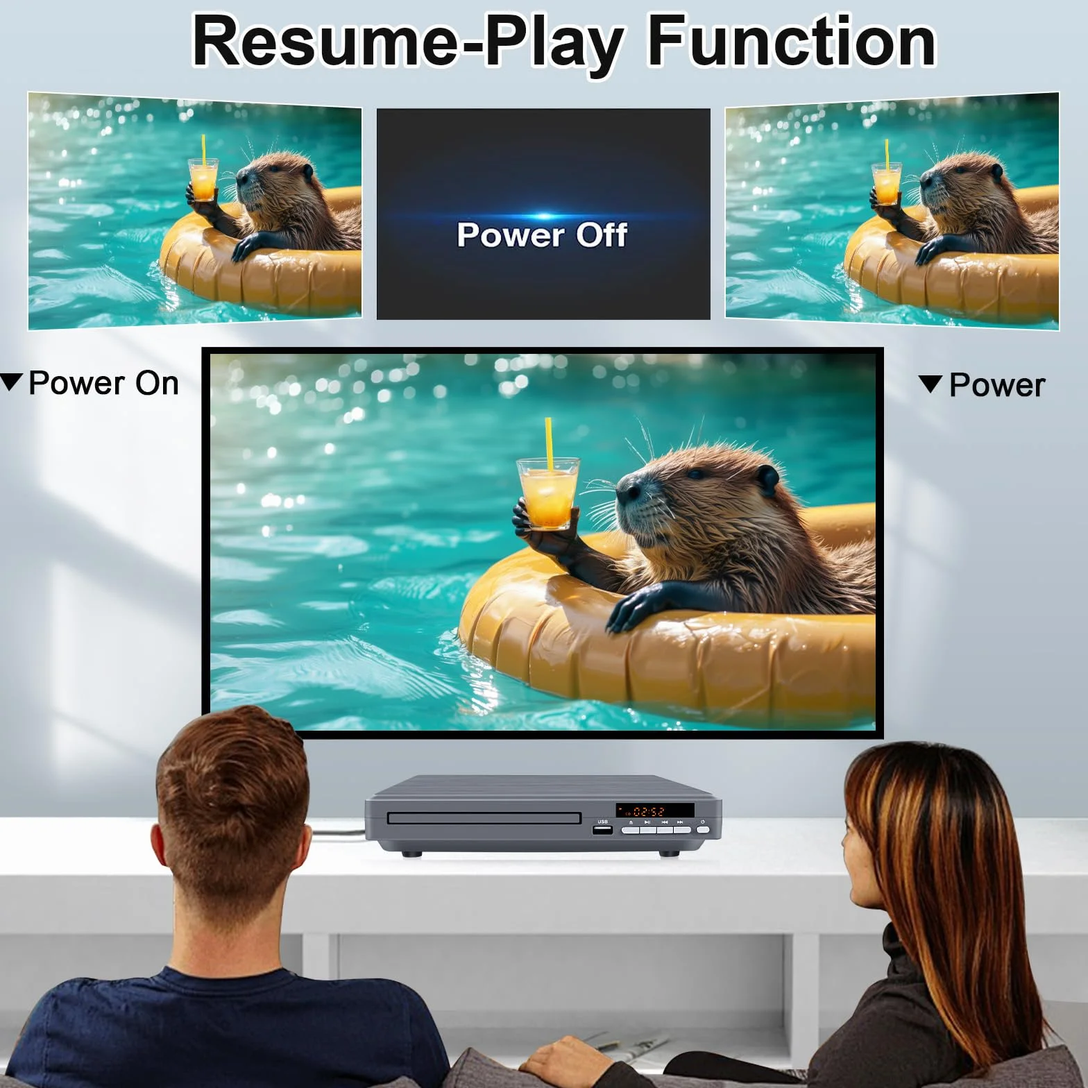 Lettore DVD Compatto per TV, JOVELL Lettore DVD CD per Casa con Uscita Coassiale/HDMI/RCA | Riproduttore DVDs e CD con Ingresso USB, Sistema TV NTSC/PAL, Riproduce Tutte le Regioni (No Blu-ray)