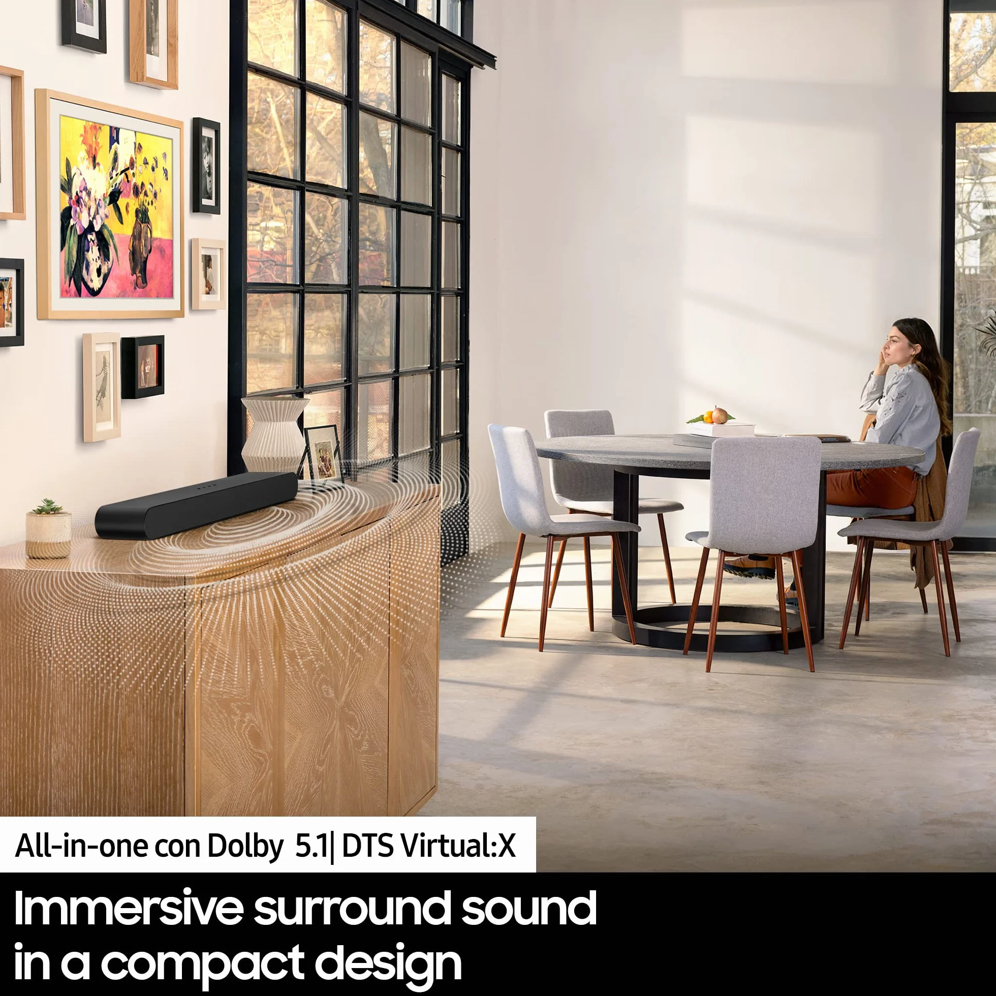 Samsung Soundbar HW-S50B/ZF, 5 Canali 140W 2022, Audio 3D Wireless Ottimizzato, Suono Bilanciato e Uniforme, Music Mode, Nero