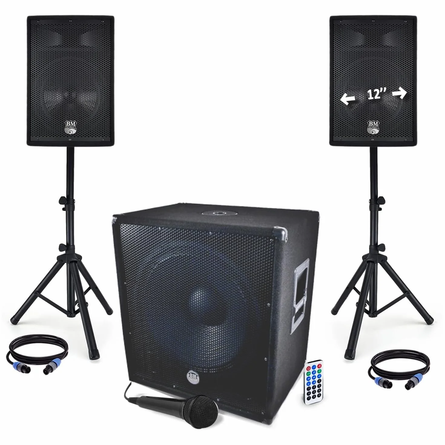BMS1812-USB-BT Sub 18" 2400W USB/BT 2x12" Altoparlanti