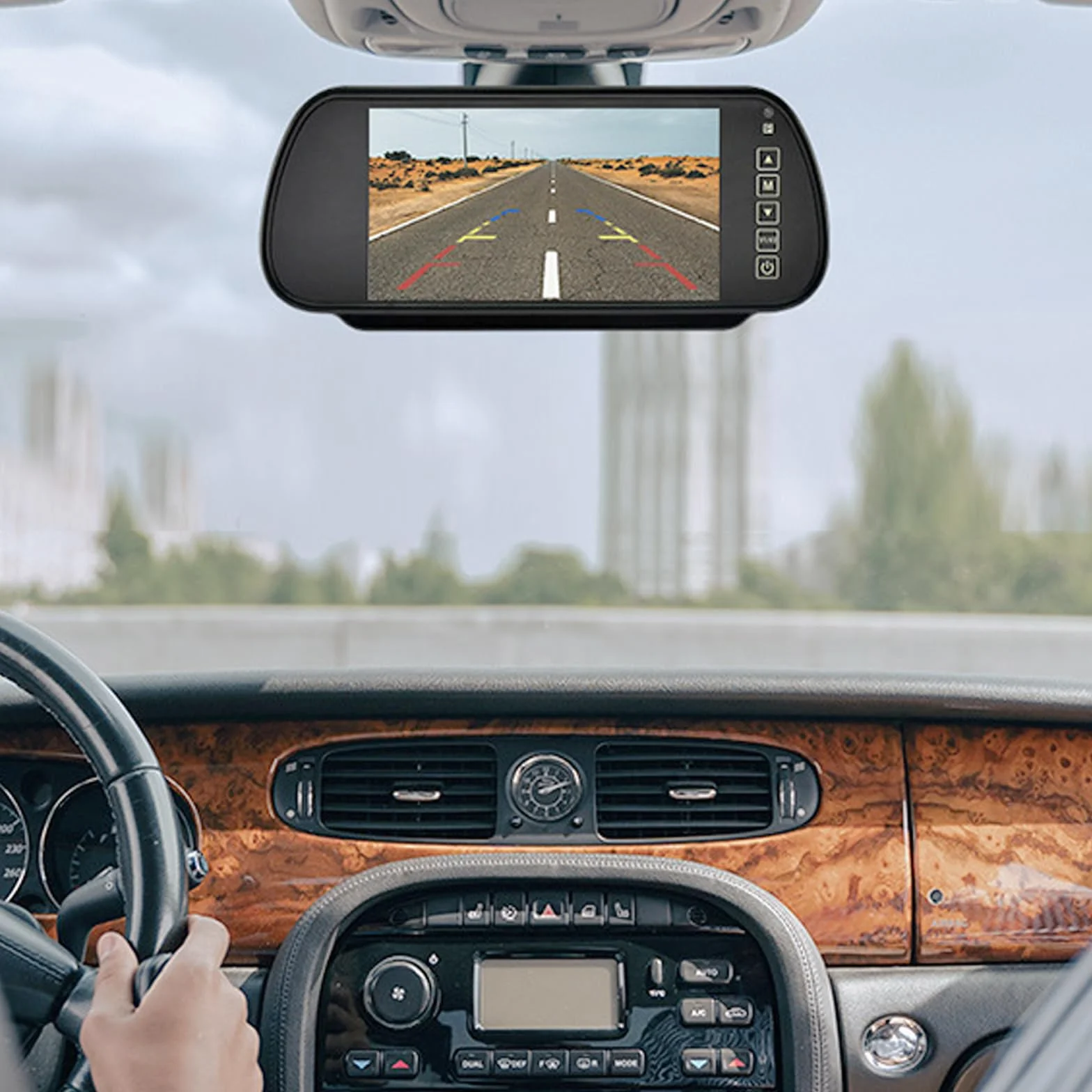 Auto 7 Pollici Monitor, Cocar 12V-24V HD 800x400 2 Canali RCA Specchietto Retrovisore con Telecomando In-Mirror LCD Schermo per Camion la Macchina Fotografica di Sostegno DVD Media Player