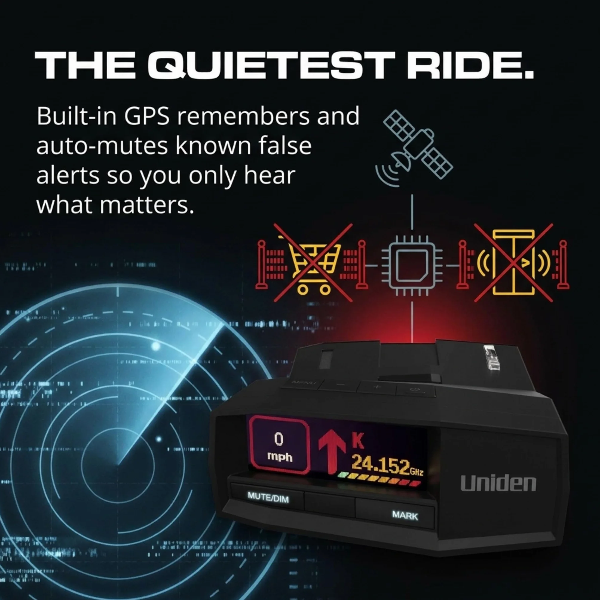 Uniden R8W (nuovo modello) Rilevatore laser/radar a lungo raggio, consapevolezza a 360°, frecce direzionali, Wi-Fi, Bluetooth, GPS, avvisi vocali in tempo reale, avvisi luce rossa e autovelox, app R