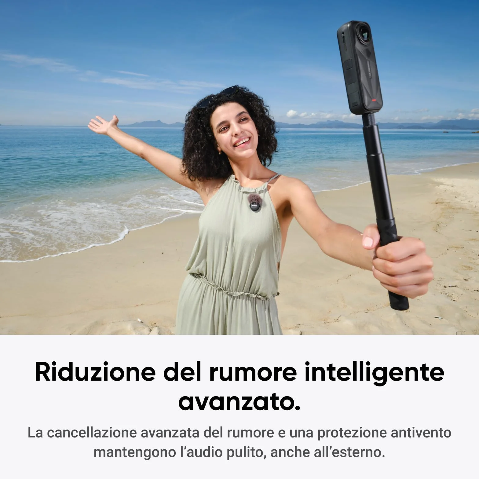 Insta360 Trasmettitore Microfono Air, 7,9 g ultraleggero, microfono wireless X5/X4/X4 Air/Ace Pro 2/GO Ultra, cancellazione del rumore, Vlog, streaming