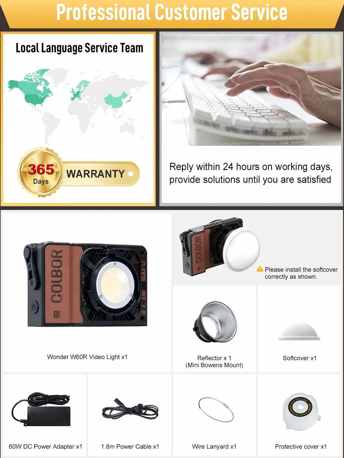 COLBOR Wonder W60R 60W RGB Luce Video Portatile 345g Illuminazione Continua Controllo APP con DC/Tipo C per Interni ed Esterni Filming Interviste Live Streaming, Luce-Video-Fotografia-LED-RGB