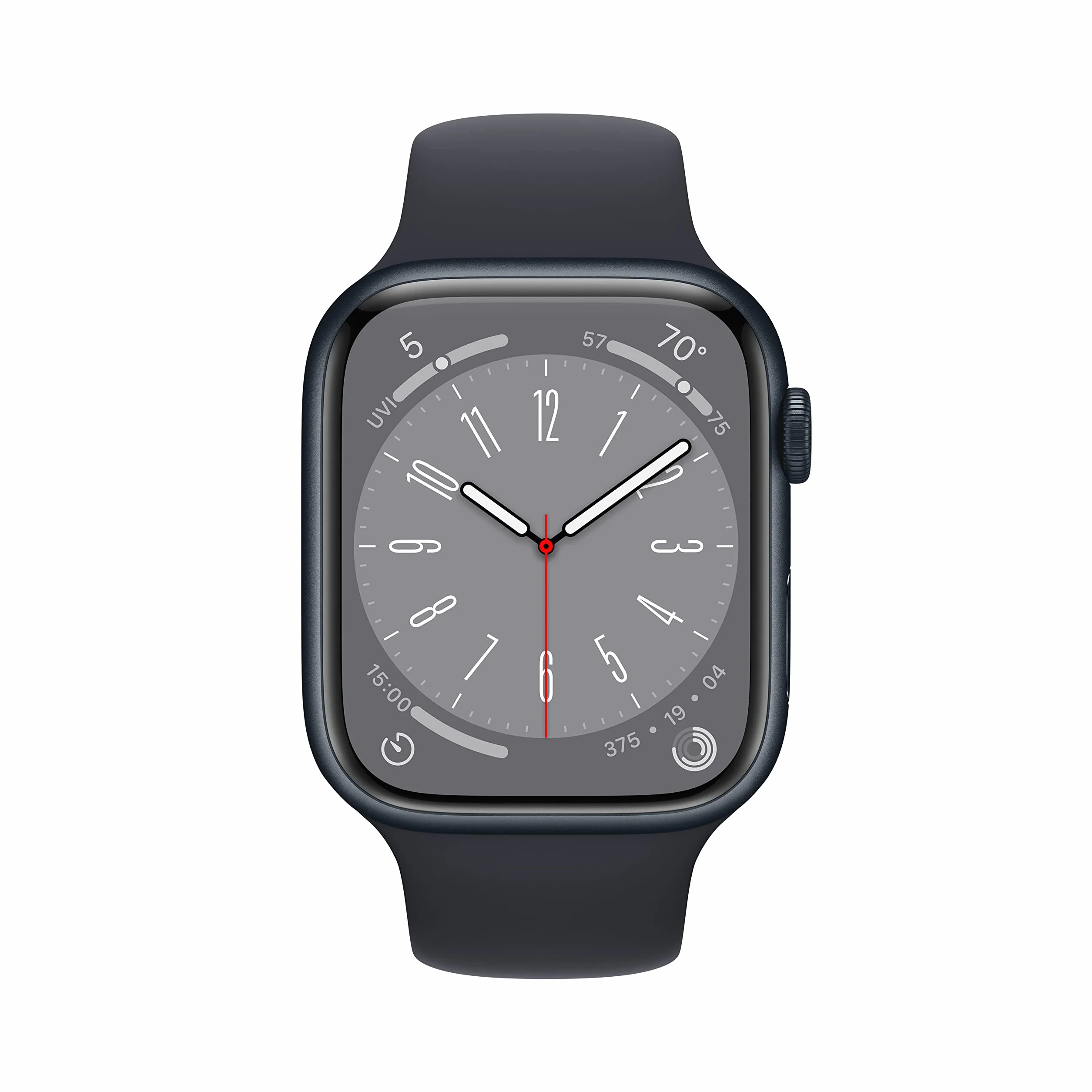 Apple Watch Series 8 (GPS + Cellulare, 45MM) - Case Mezzanotte in Alluminio con Cinturino Sport Mezzanotte (Ricondizionato)