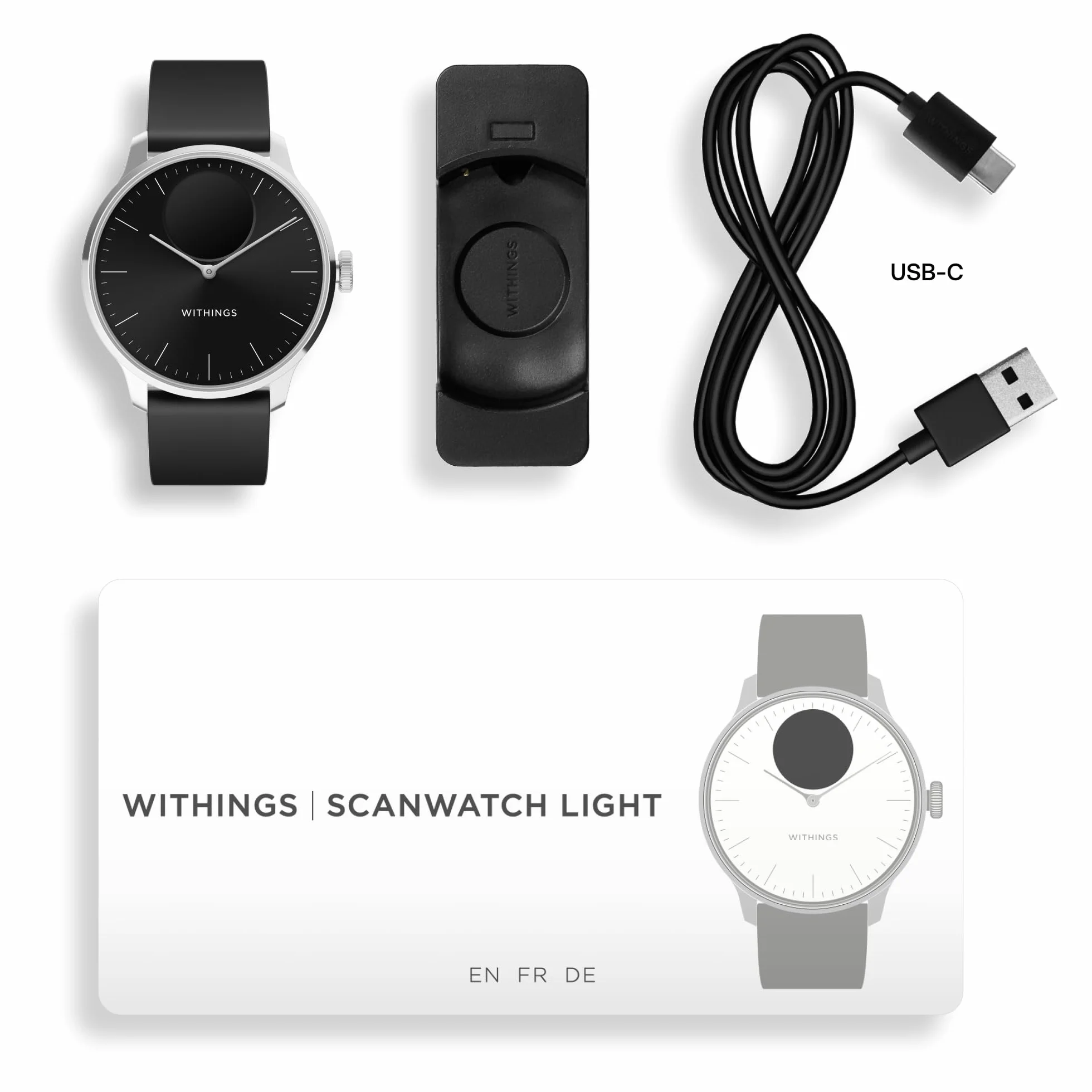 Withings ScanWatch Light - Smart Watch ibrido con monitoraggio della frequenza cardiaca, fitness tracker, monitoraggio del ciclo, monitoraggio del sonno