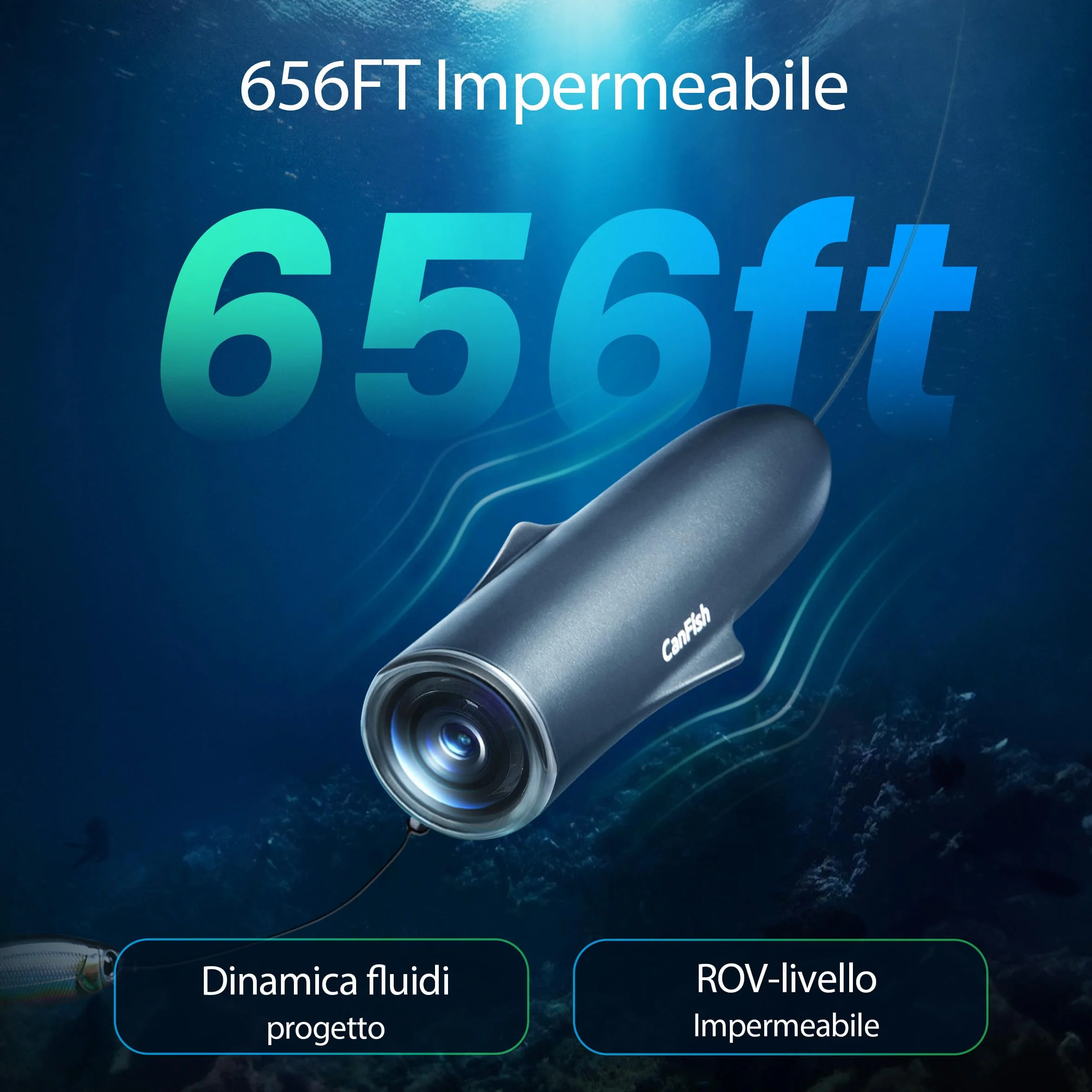 CanFish Fishing CamX Fotografica Subacquea Pesca, Portatile Fish Finder con HD 1080P & 136° Ultra-Grandangolare, 200M/656FT ROV Impermeabile Fotocamera Subacquea per Pesca Mare Barca Mancanza