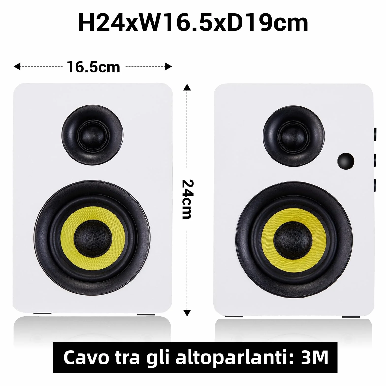 Sanyun SW206 80W Casse Attive da Libreria a Doppia Modalità, Monitor Studio 4" & HiFi, Campo Sonoro 3D Migliorato, Ingresso Bilanciato TRS 6,35mm, BT 5.4, Ottico/Coassiale/Aux/USB DAC 24bit, Bianco