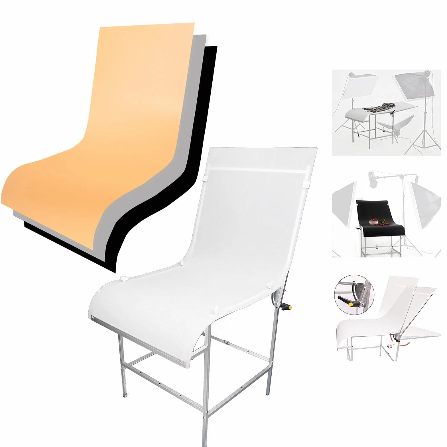 Studio Fotografico Portable Shooting Diffusore Tavola Kit non Reflectivo 60x130cm, Pieghevole Tabelle per Fondali per La Fotografia di Prodotti con Tre Sfondi per Still Life di Ripresa del Prodotto
