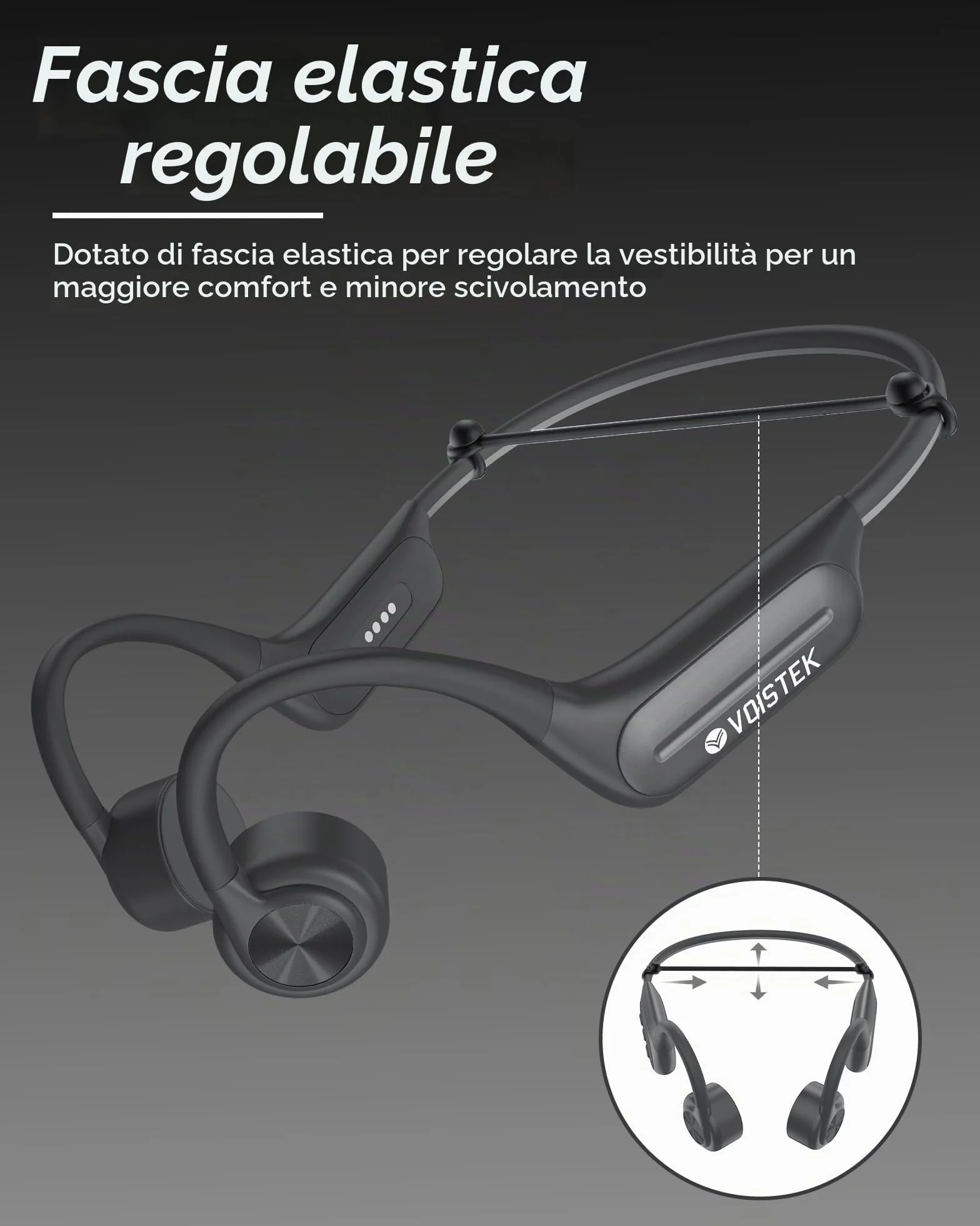 Voistek Cuffie Conduzione Ossea, IP68 Impermeabili Subacquee per Piscina e Nuoto, Bluetooth 5.4 con Lettore MP3 Built-in 32G Memoria, Auricolari Sportive per Surf, Corsa, Ciclismo