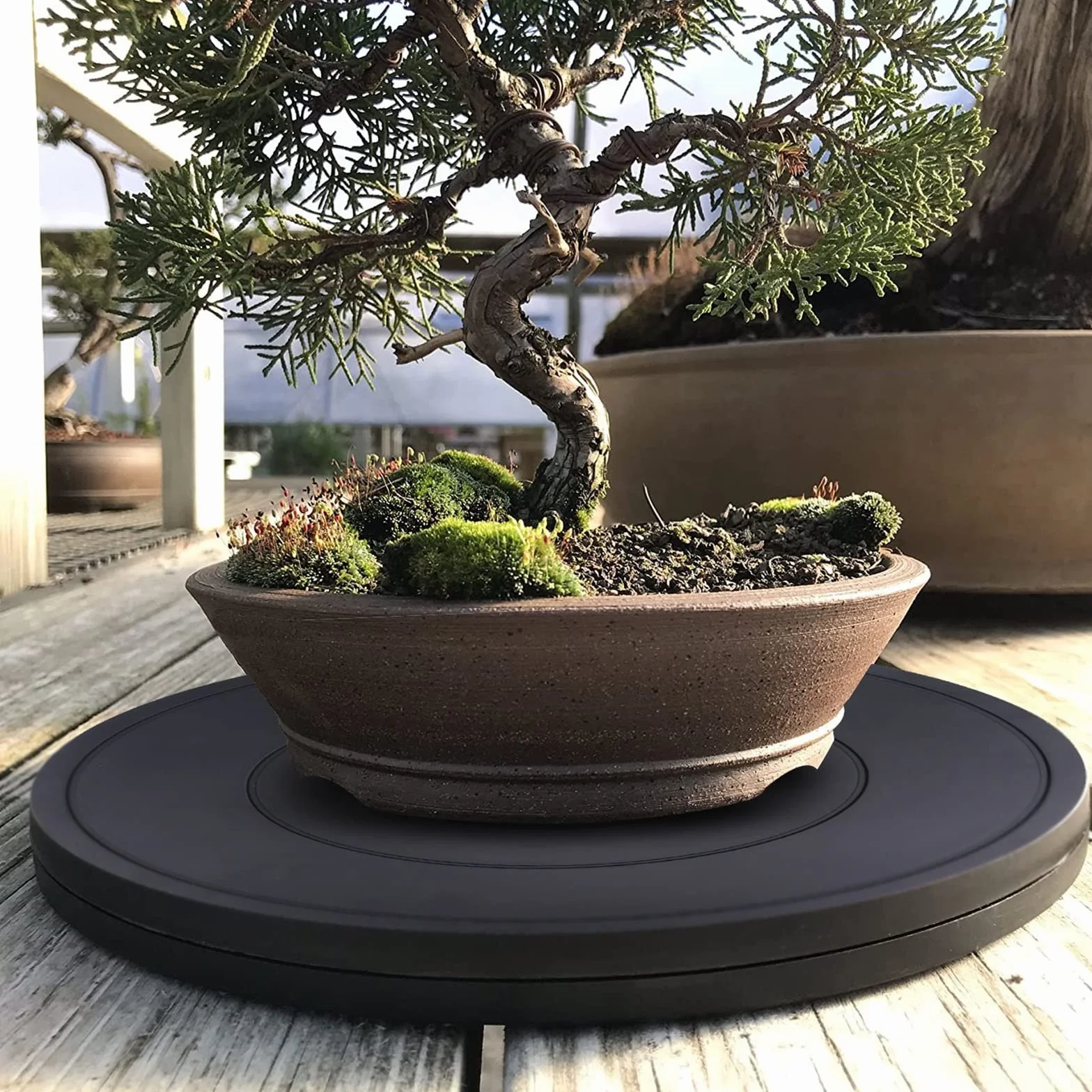 WORDFUN 360° Girevole Stand Giradischi, 40cm Piattaforma Roteante con Cuscinetti Sfera in Acciaio, capacità di Carico di 100 kg, Supporto Girevole per TV/Monitor/Piante Bonsai