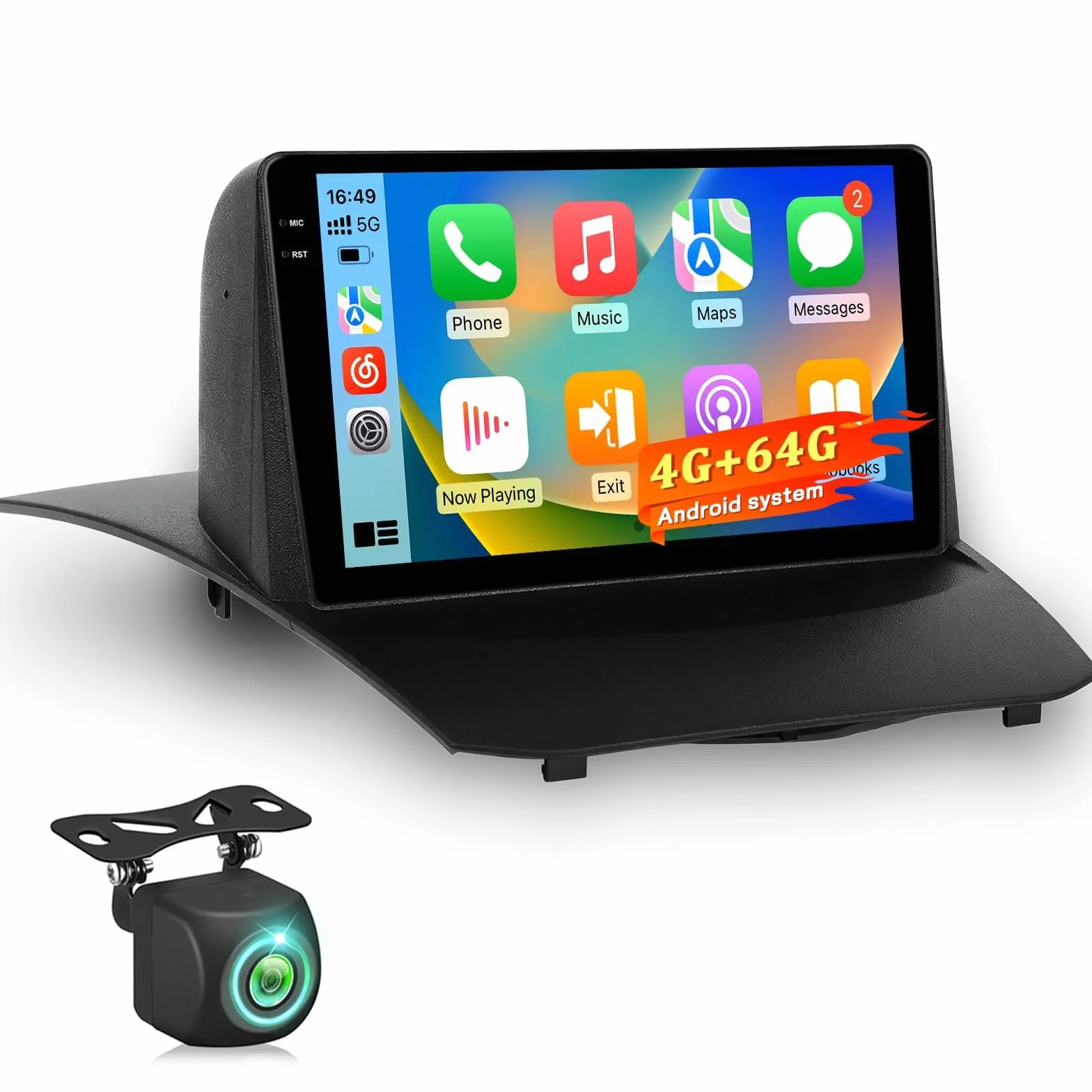 [4+64G] Radio Android per Ford Fiesta 2009-2017: 9 Pollici Touchscreen HD InCell con Wireless Carplay & Android Auto, 5G/WiFi, GPS, EQ, BT 5.0, Homepage Personalizzata + Telecamera di Retromarcia