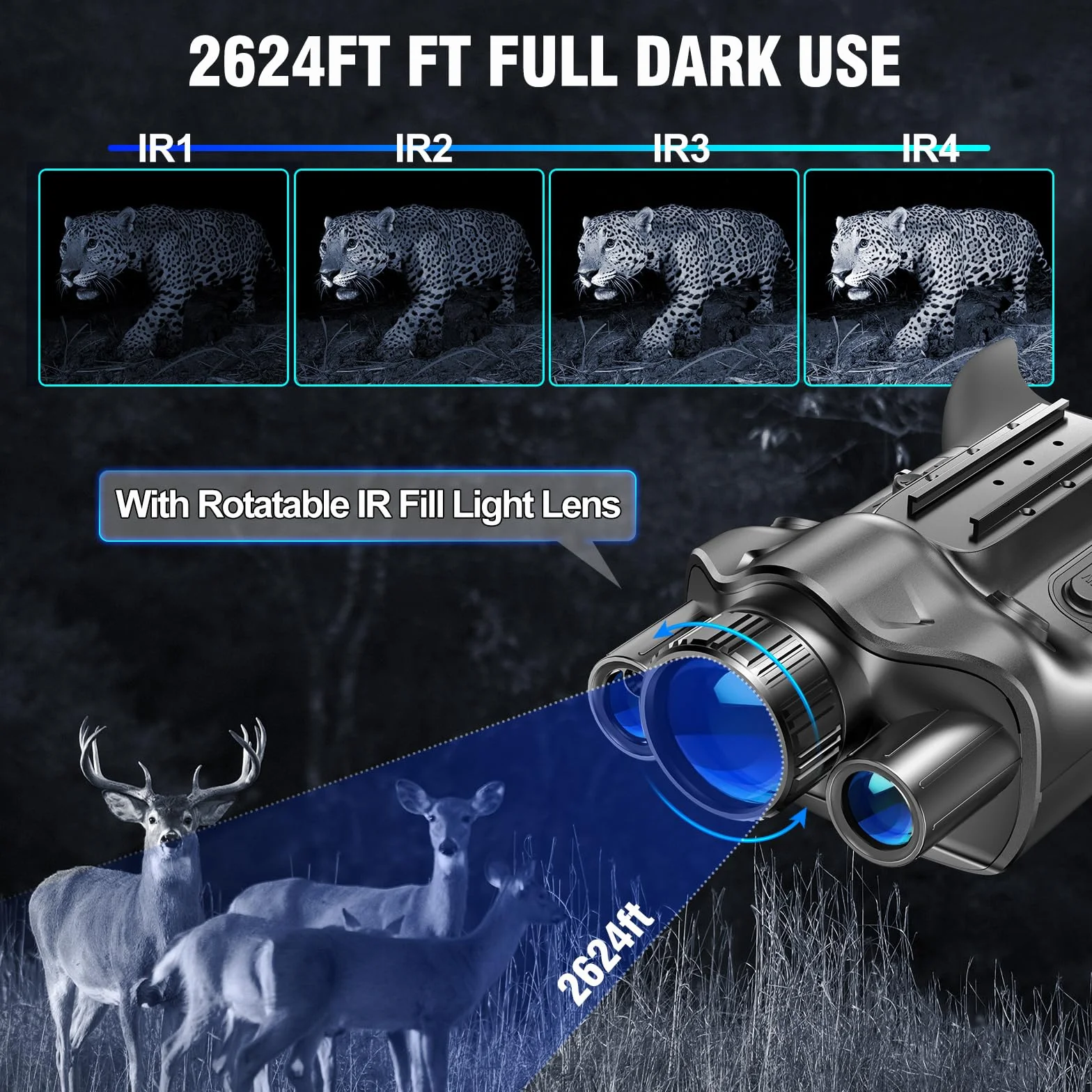4K Visore Notturno Binocolo Visione Notturna Professionale con Telemetro, Cannocchiale Infrarossi 6X Zoom, Batteria 6000mAh Foto Video per Caccia e Campeggio