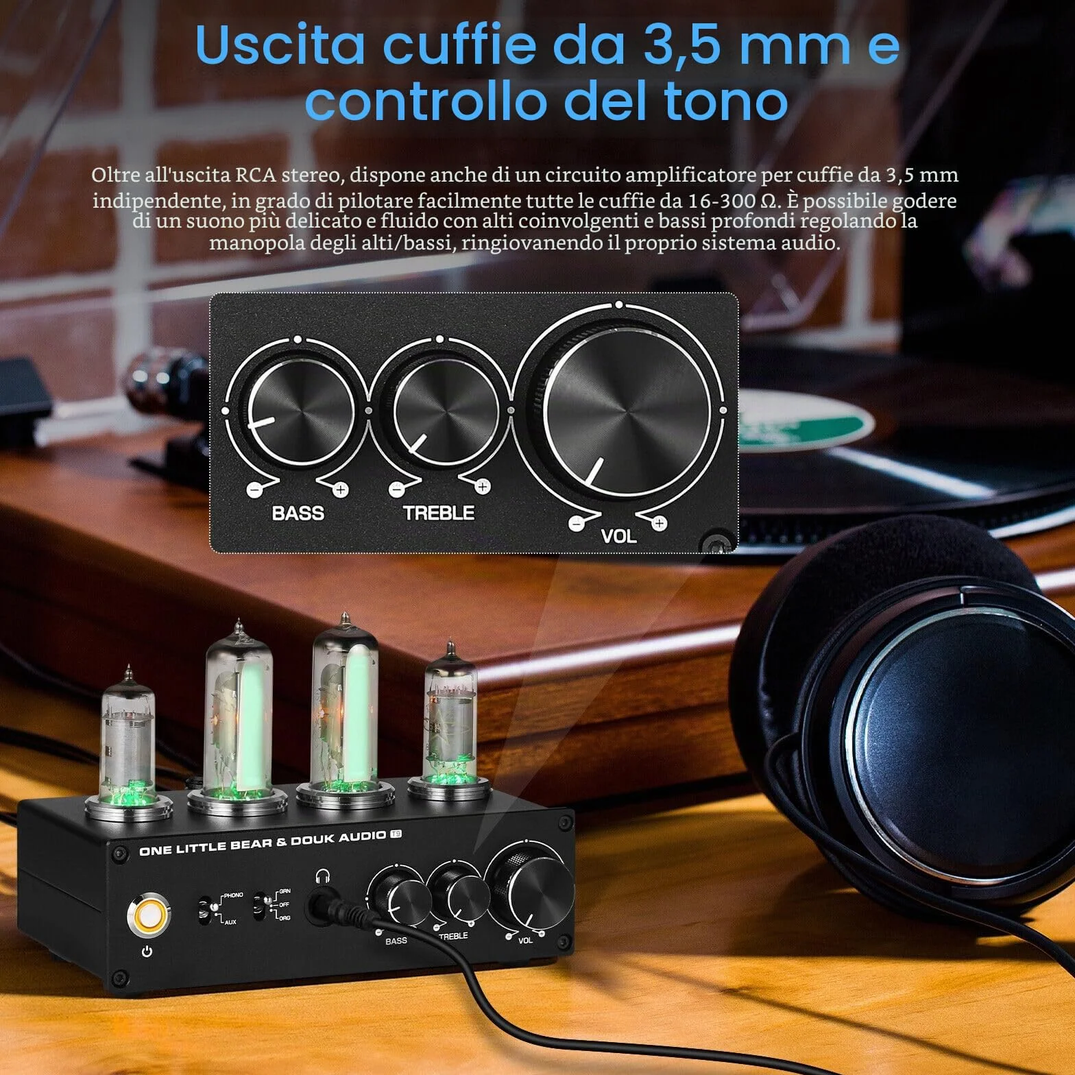 HiFi 6E2 Preamplificatore a valvole Phono Preamp per giradischi MM/MC Amplificatore per cuffie