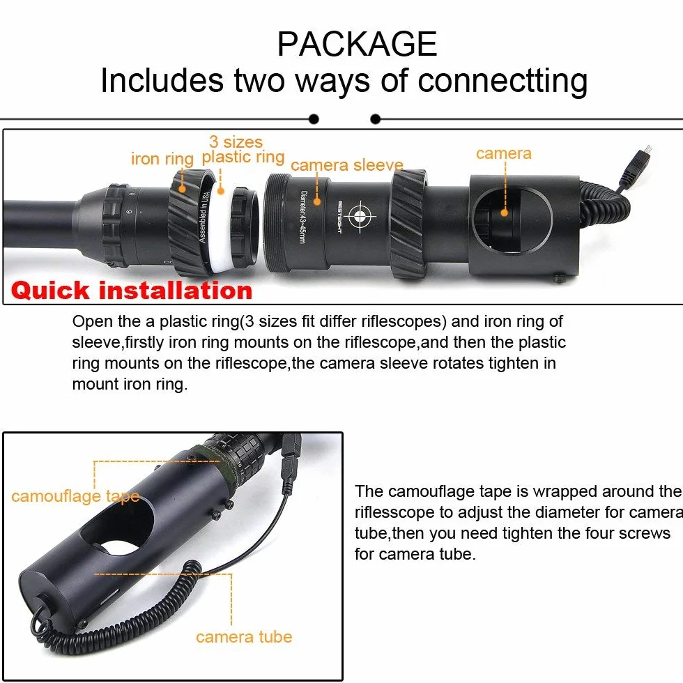 JASHKE Dispositivo di Visione Notturna del Telescopio per Cannocchiale da Puntamento con Telecamera Notturna da Caccia e Display da 5 Pollici [ 5a generazione ]