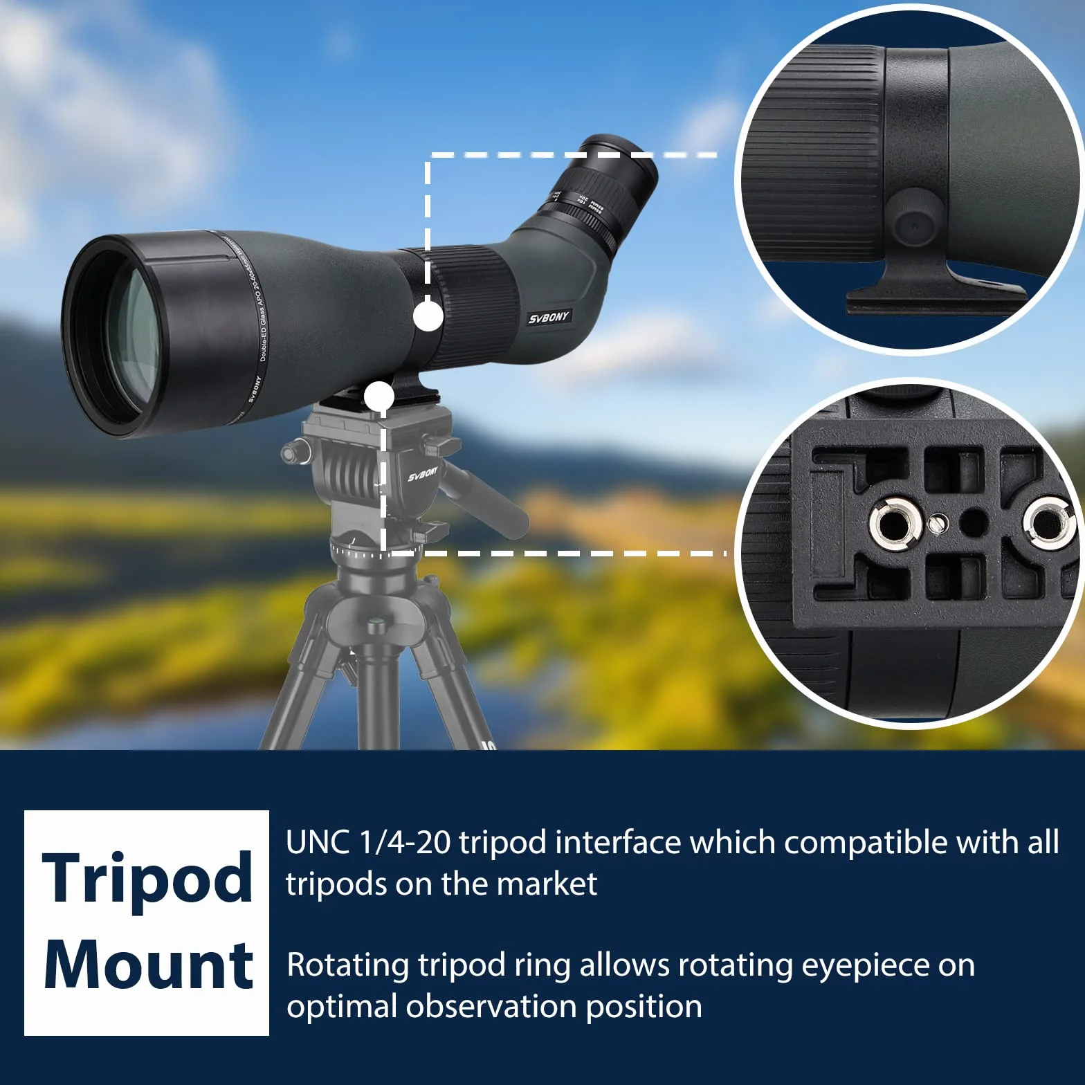 Svbony SA401 APO Spotting Scope 20-60x85, Doppio Vetro ED Cannocchiale per Birdwatching Messa a Fuoco Precisa, Impermeabile Telescopio Angolato per Birdwatching, Natura