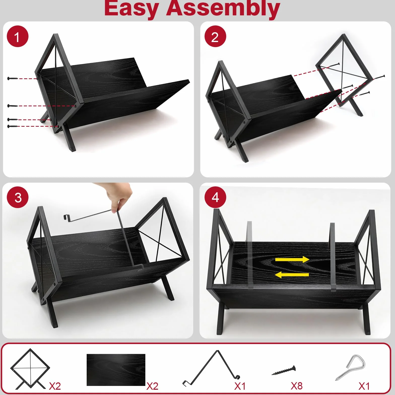 porta vinili per 100 dischi in vinile, porta cd da tavolo di legno, stile retrò organizzatore per la tua raccolta, nero