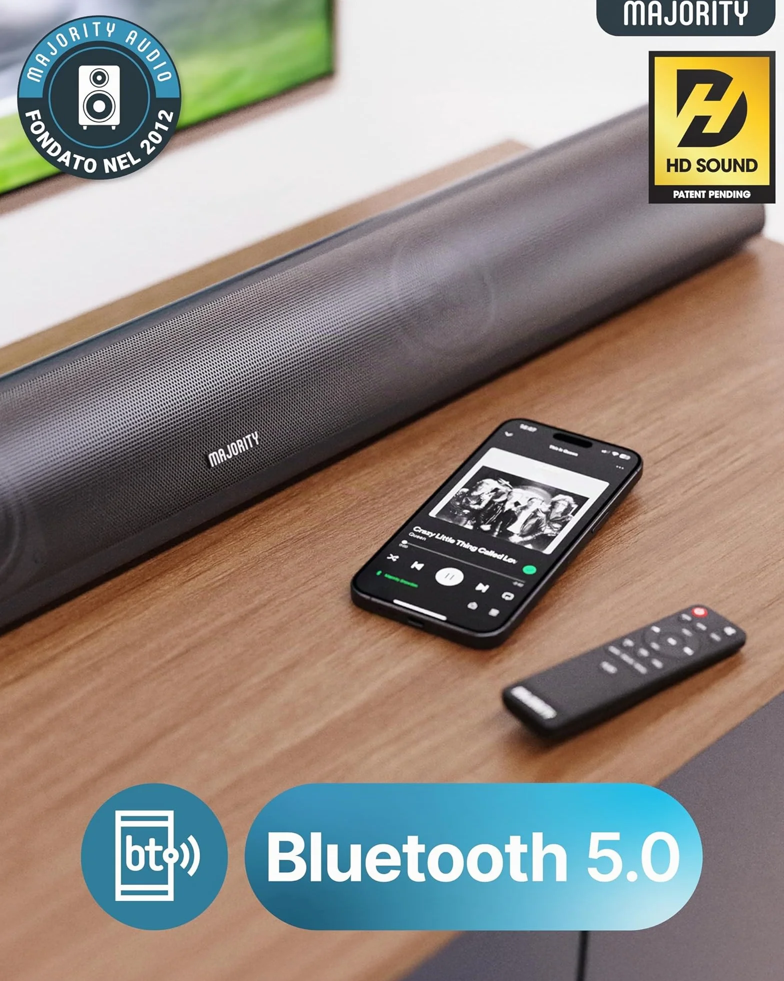 Majority Barra Soundbar TV con Subwoofer Integrato | 2.1 Home Theater | 120W Cassa TV Sound Bar | Casse Bluetooth con Connessione RCA, ottica e AUX | Altoparlanti Montabile a Parete Snowdon