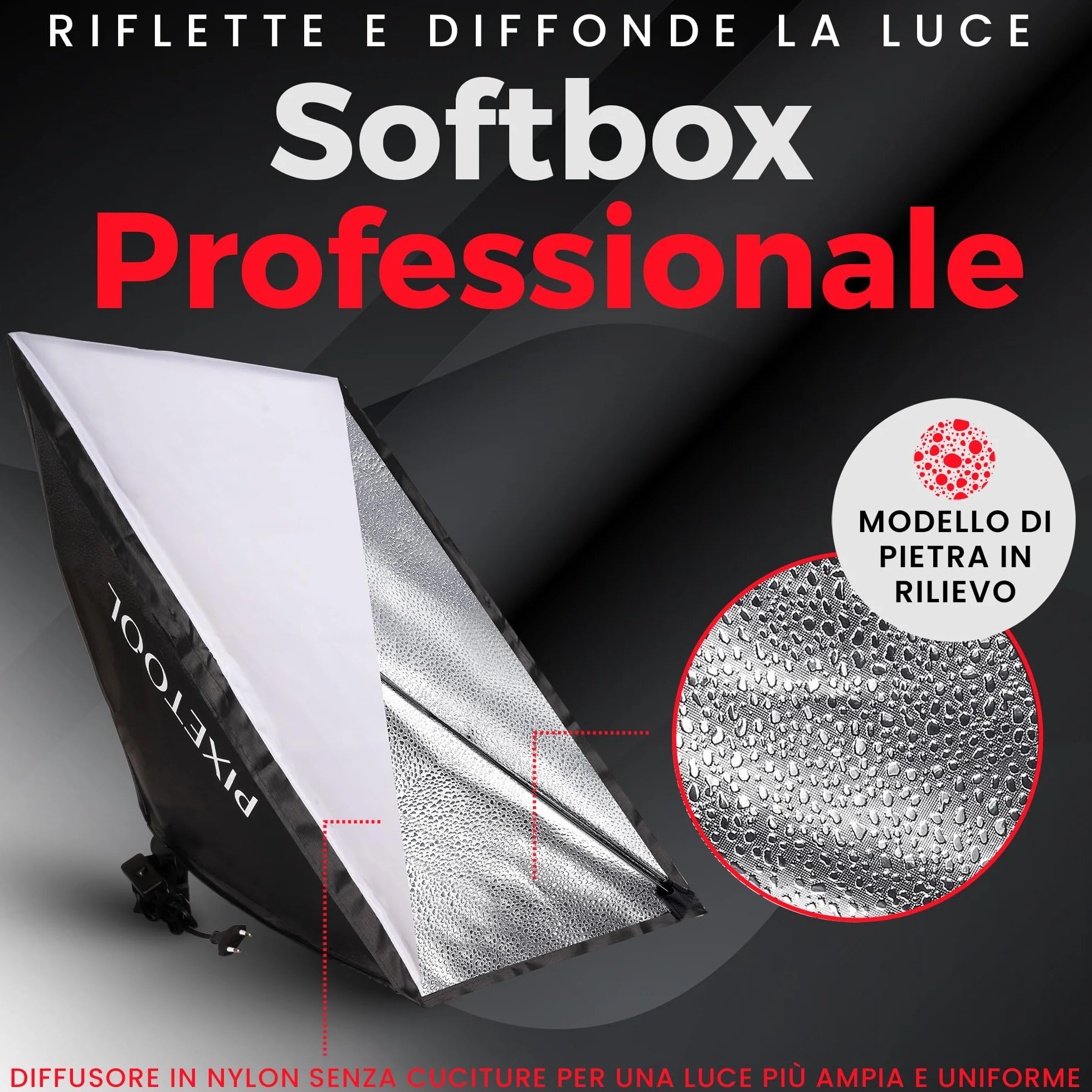 Set Softbox per Studio Fotografico - 2 Softbox 70x50 cm, 2 Luci a LED 4800 Lumen 3000-6000K - Luce Fotografica - Kit di Illuminazione – Lampada Fotografica