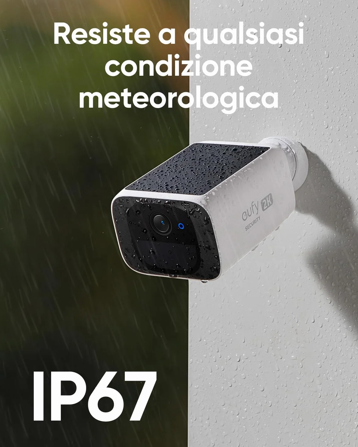 eufy Security telecamera wi-fi esterno S220 SoloCam 2-Pack, Risoluzione 2K, Forever Power, Telecamera wifi esterno senza fili solare, Wi-Fi 2,4 GHz, 2-Pack+Homebase 3