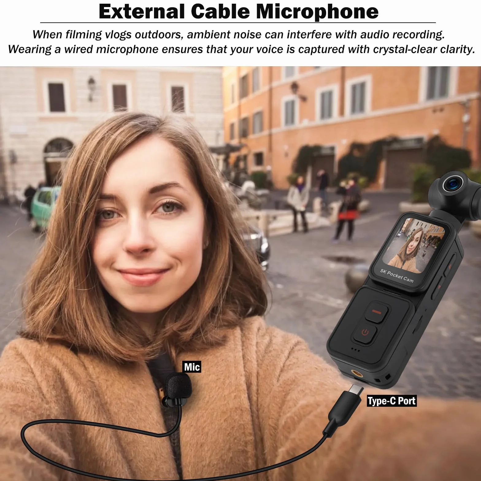 ydi 5K Fotocamera per Vlog con Touchscreen, Videocamera Portatile Wi-Fi POV Camera con Lente Elettrica Ruotabile a 270°, Rilevamento del Volto, Telecomando, Microfono Esterno, Scheda da 64GB