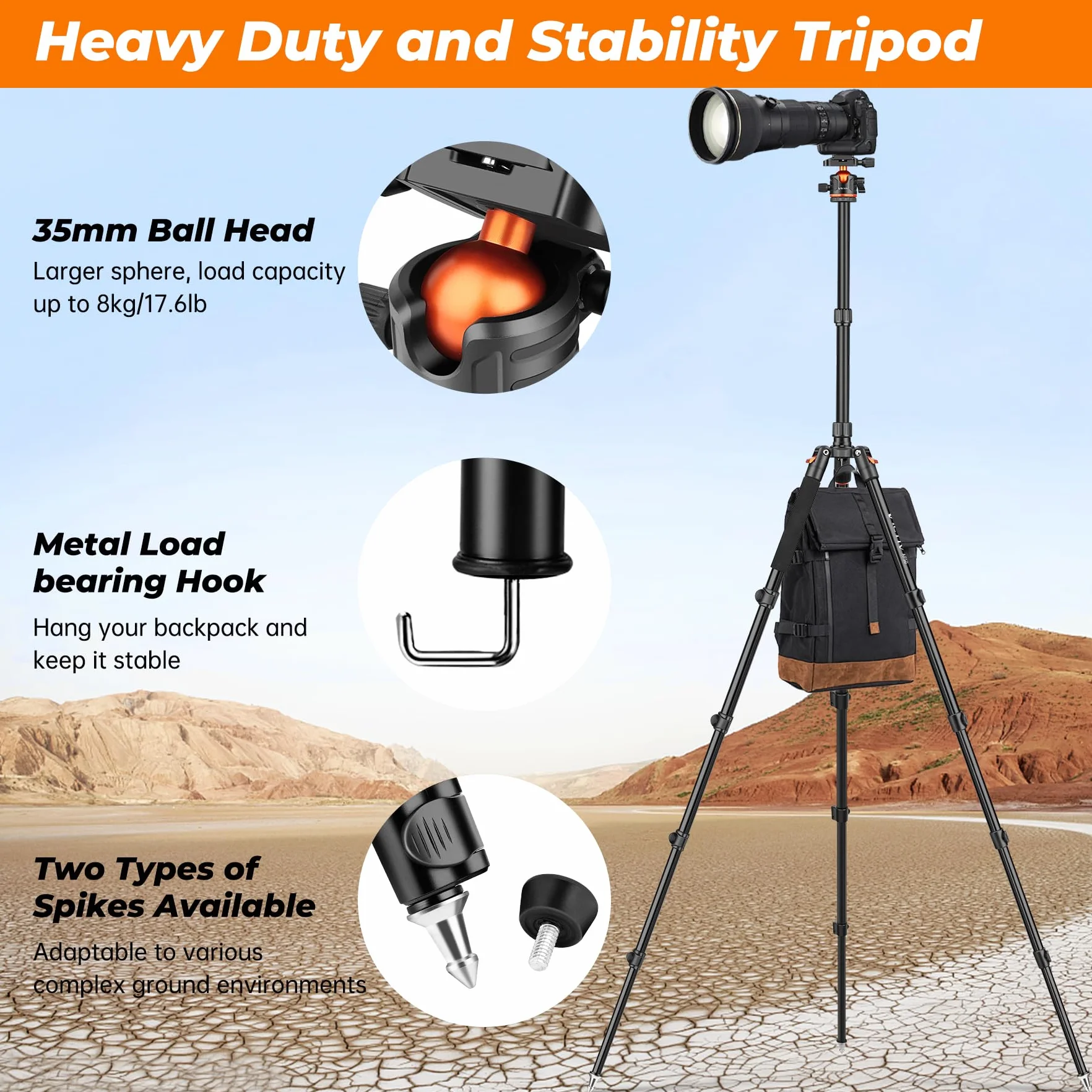 Victiv 78.7"/ 200cm Treppiede Fotocamera, Cavalletto Fotografico da Viaggio Leggero e Compatto in Alluminio, Treppiedi Monopiede per Videocamera Canon Nikon Sony, Treppiede Cavalletto per Smartphone