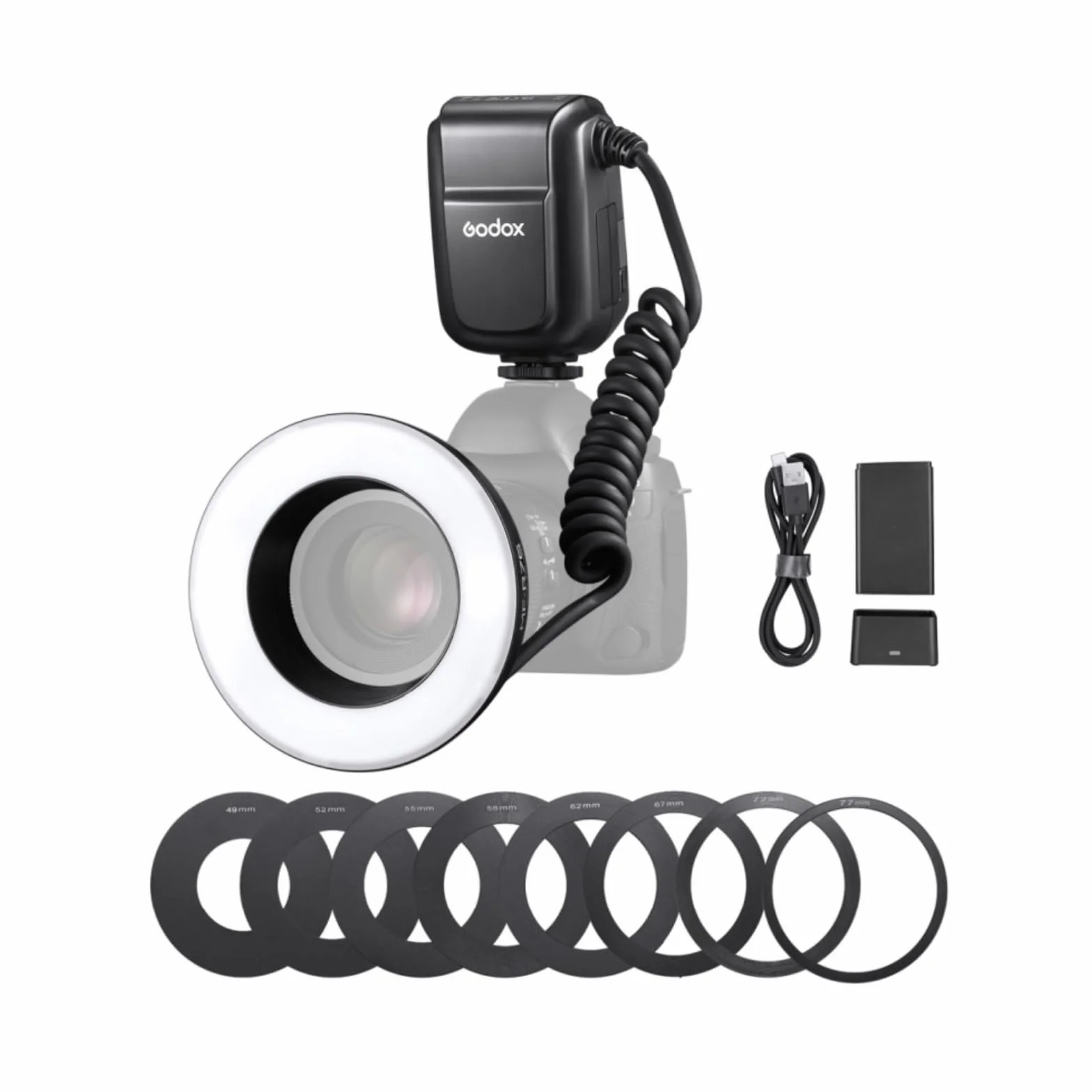 Godox MF-R76 Universal Macro Ring Flash Light GN14 10 livelli di luminosità regolabile per Canon Nikon Sony Fuji Olympus Panasonic Pentax DSLR