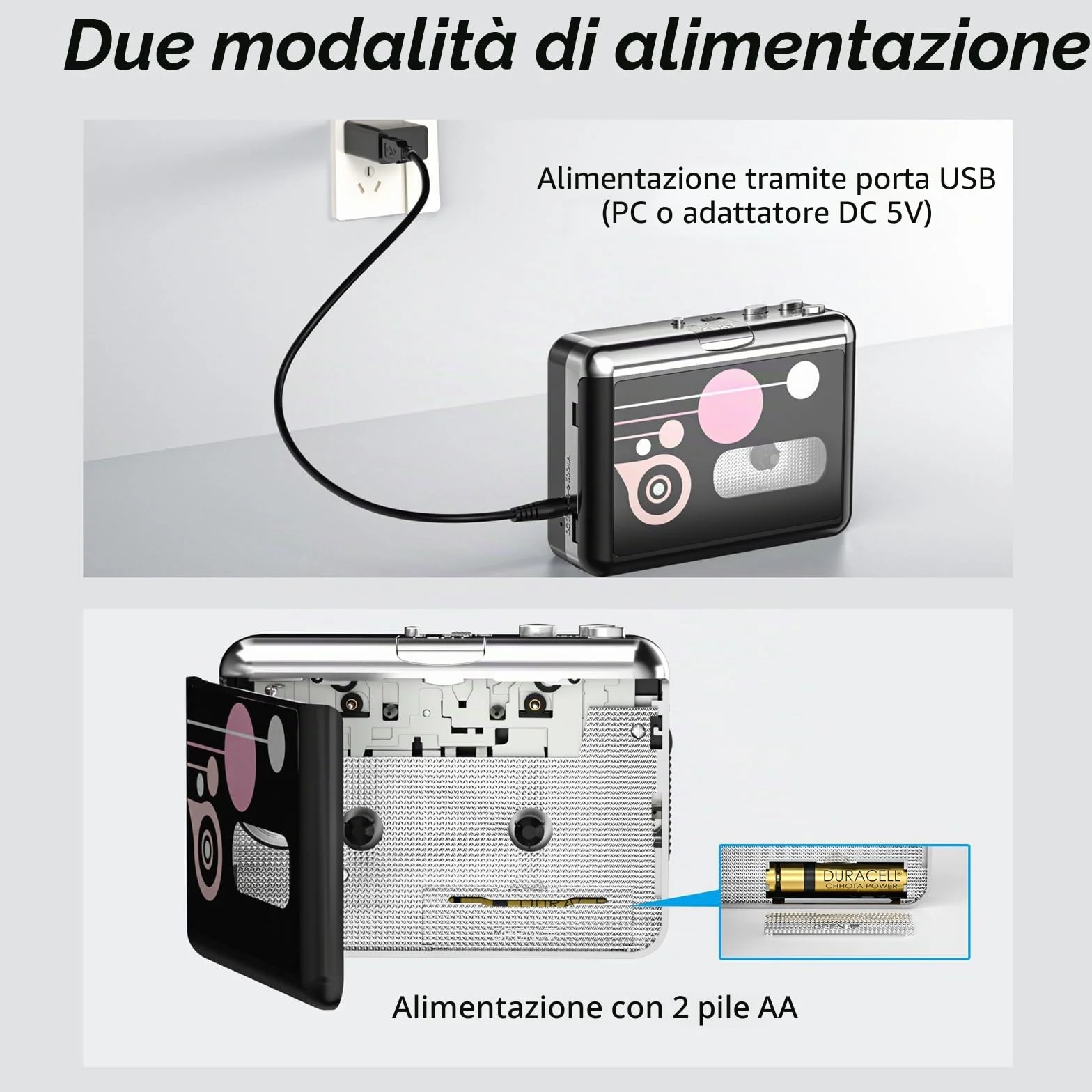 Lettore di Cassette Portatile Convertitore da Cassetta a MP3 USB Digitale con Auricolari