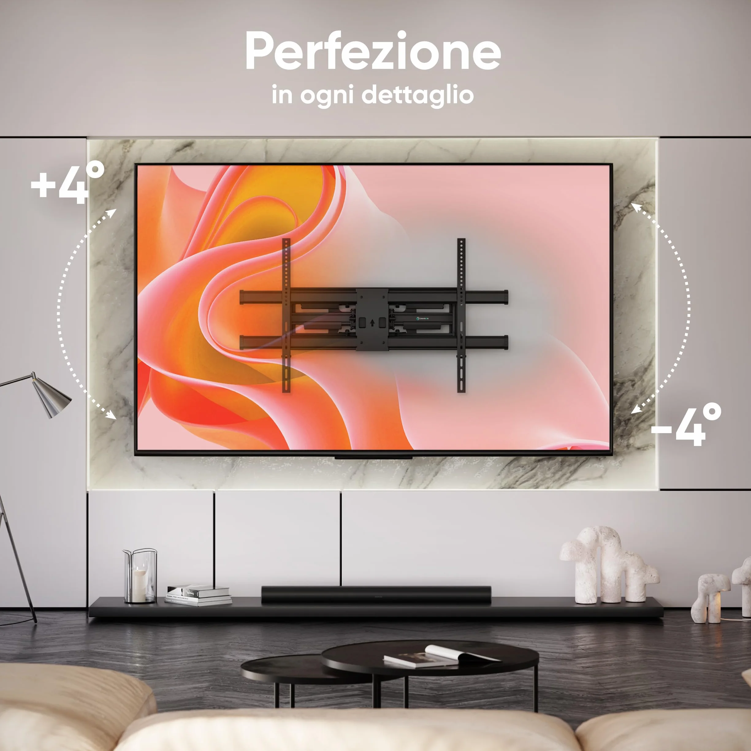 ONKRON Supporto TV Parete 42-120 Pollici fino a 100 kg, VESA 200x100-1000x600 mm, Staffa TV Girevole e Inclinabile, Braccio Porta Televisore Estensibile per Schermi di Grandi Dimensioni, Nero, M10-B