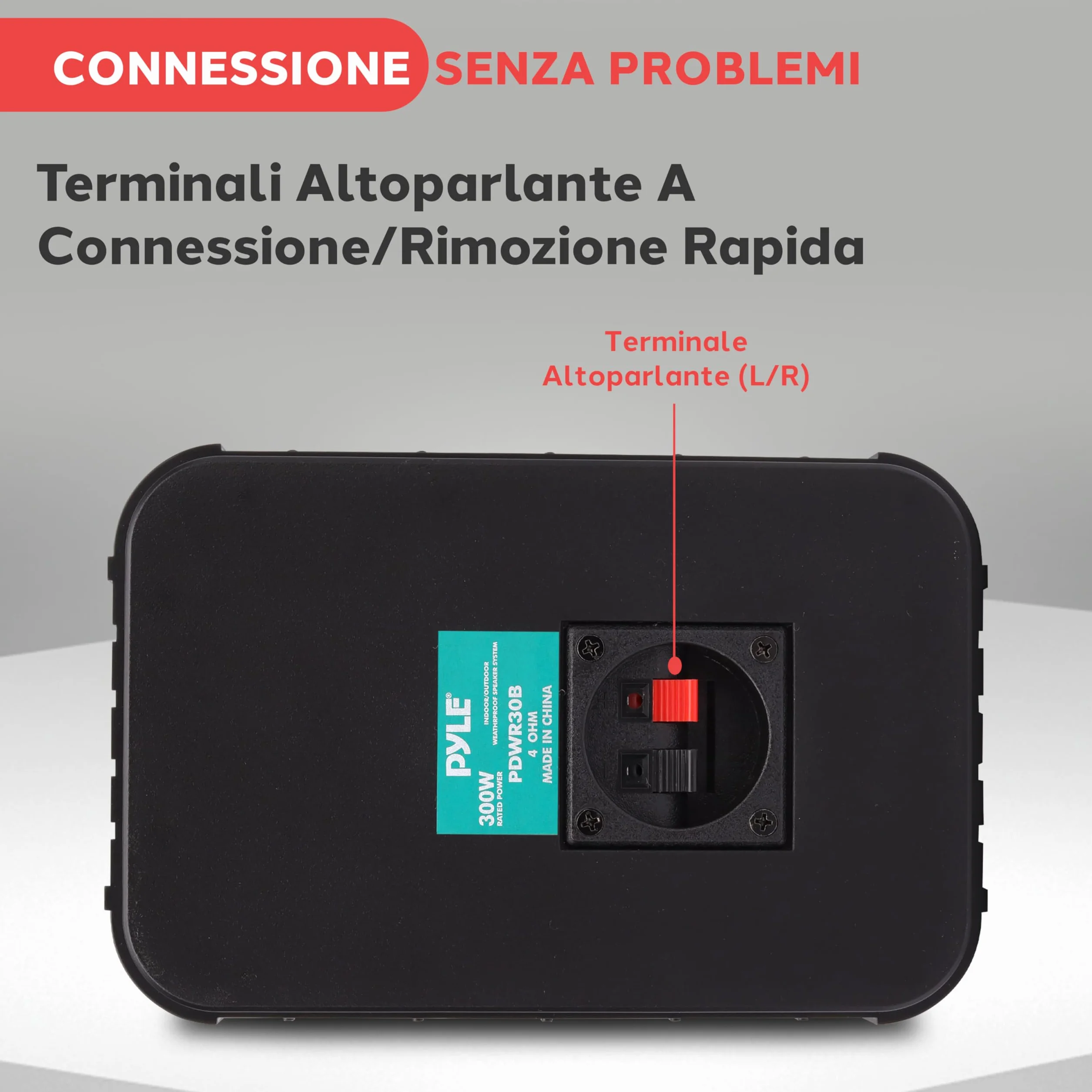 Pyle Sistema Altoparlanti Esterni con Cassa Audio Cablata, Coppia, Speaker Grado Marino 2 Vie 300 Watt Max, Woofer 8.9 Centimetri e Tweeter 2.5 Centimetri, Montaggio Universale per Parete o Soffitto