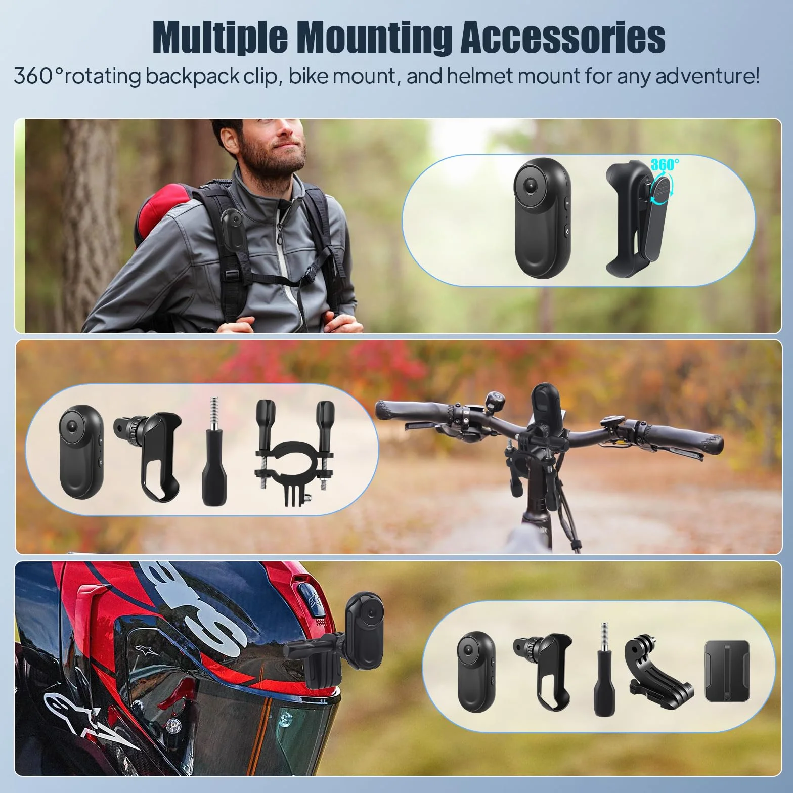 Action Camera Mini Magnetica Portatile 1080P HD 64G 130° Grandangolo Senza Fili per Sport Esterni