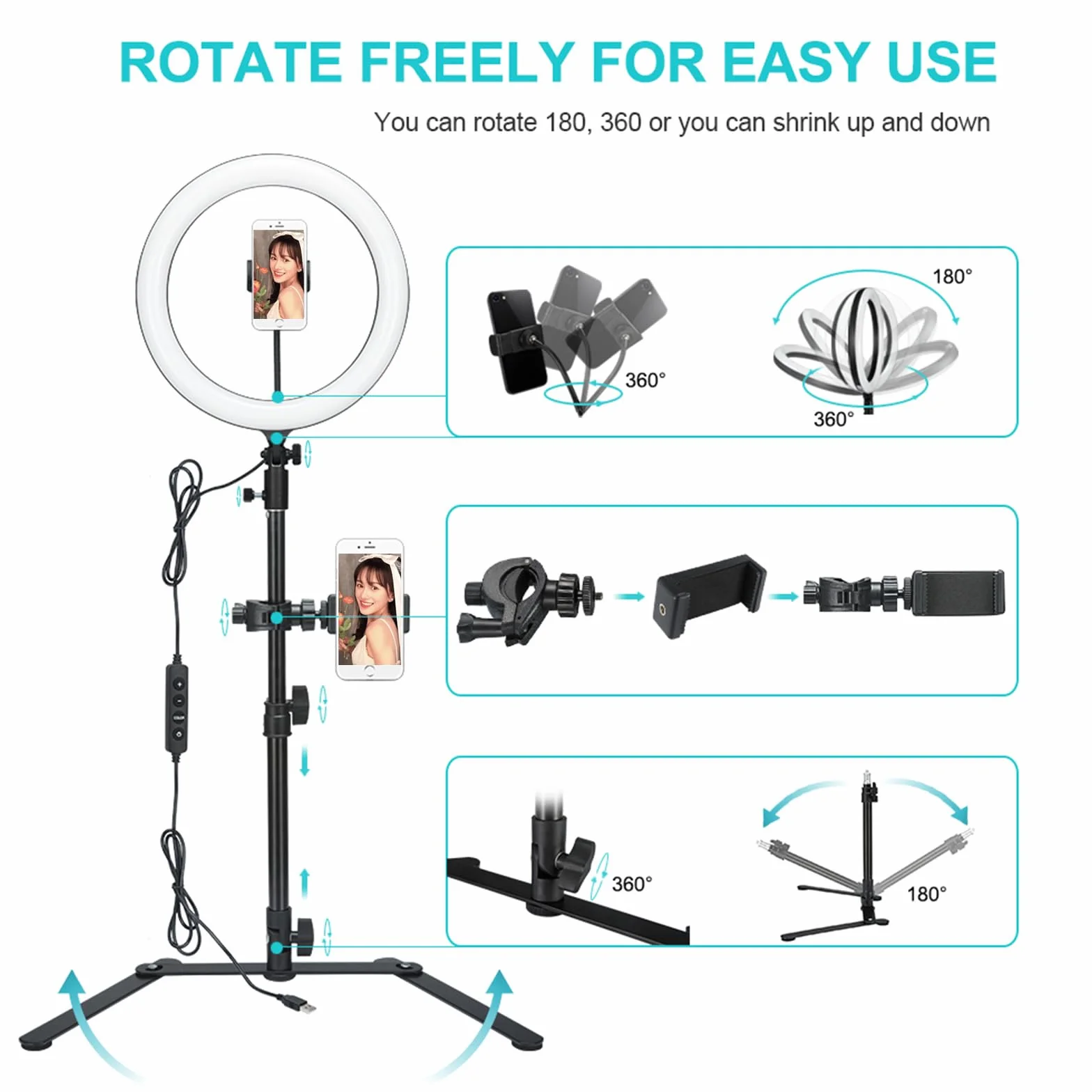 Godox LR120 12 "Anello luminoso a LED con supporto per smartphone